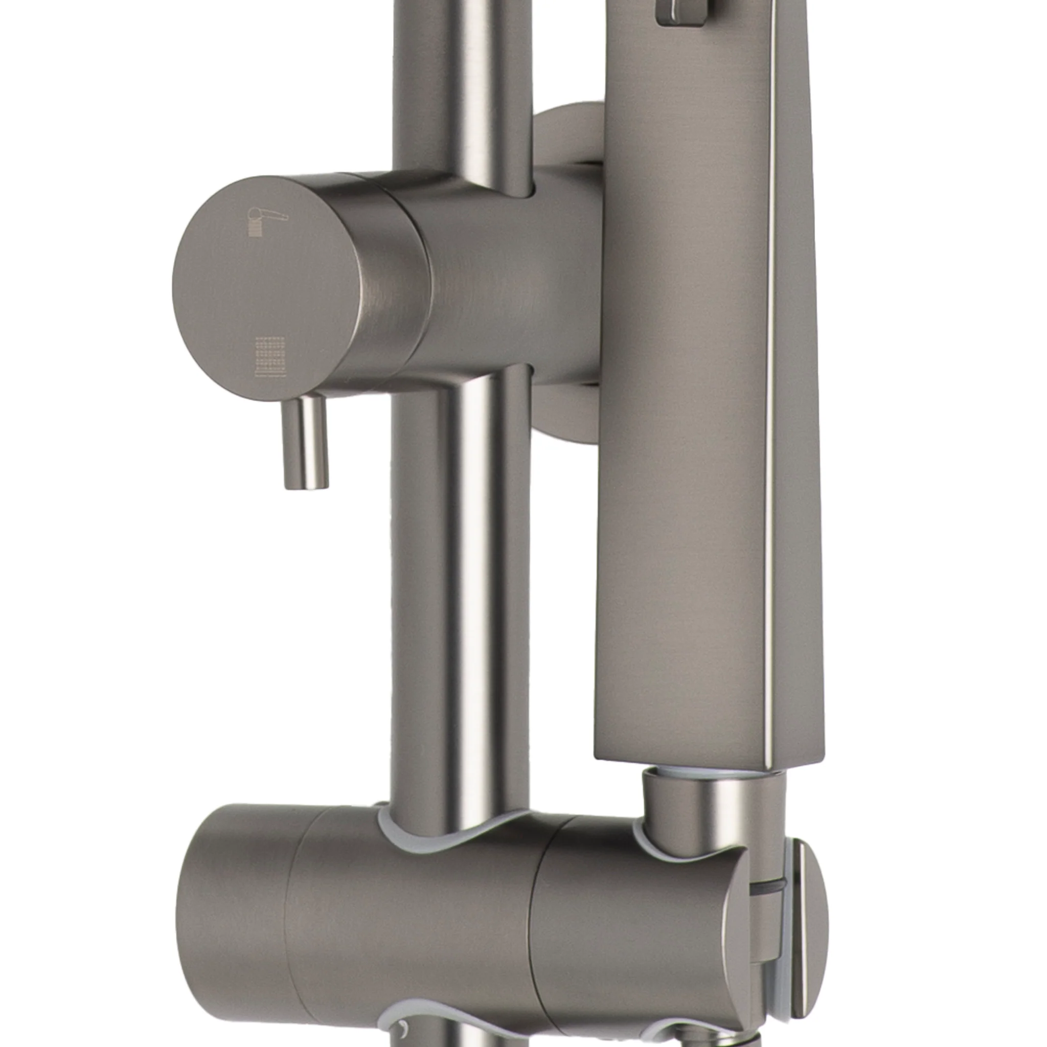 Profile Round Twin Shower System with Adjustable Rail and 250mm Head, Brushed Gunmetal - Image 3