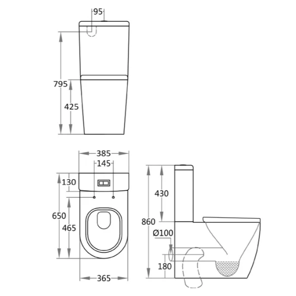 Q Flush Back to Wall Toilet Suite | Gloss White | - Image 3