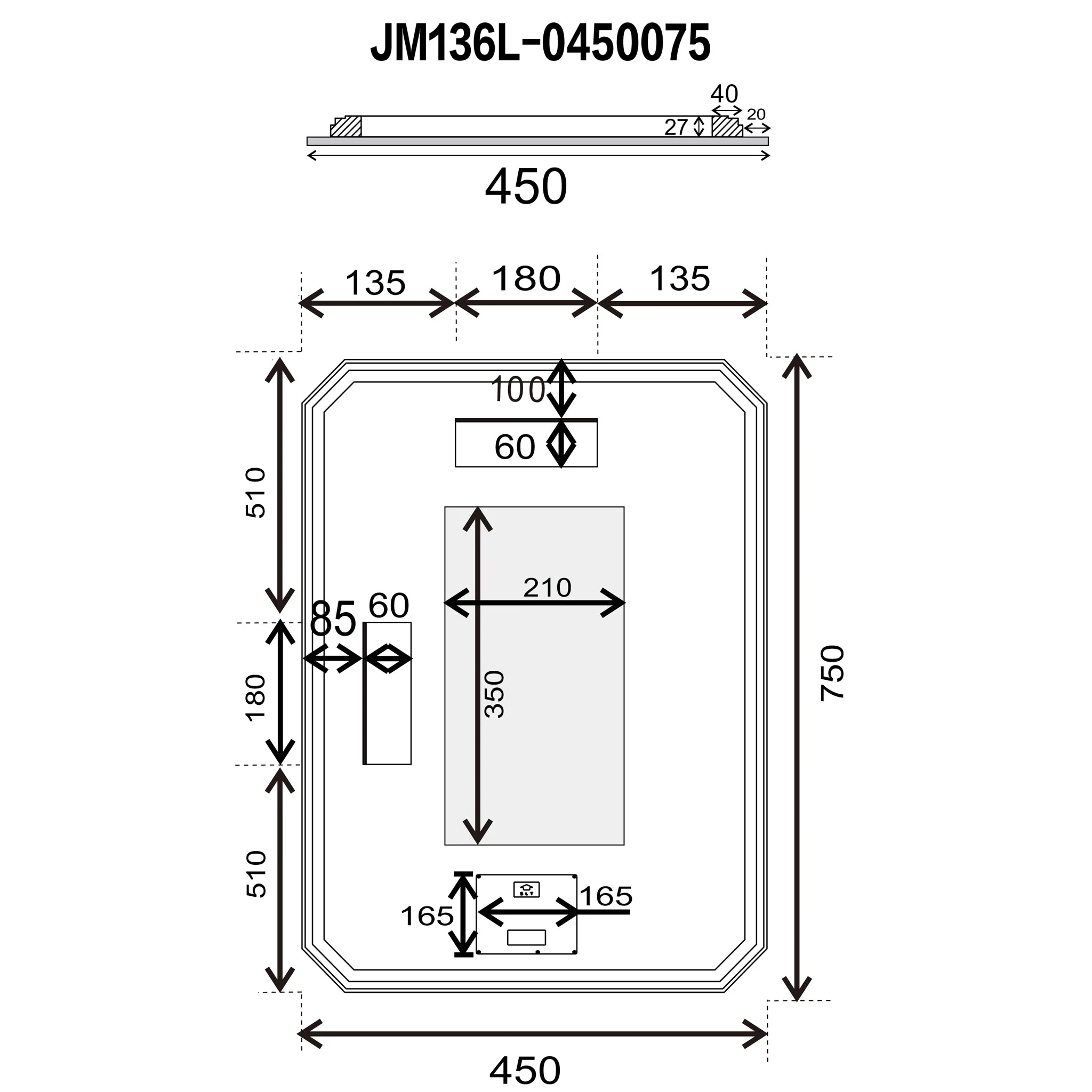 Radiant Jewel 450mm x 750mm Backlit LED Frameless Mirror with Jewelled Edge and Demister *Clearance Stock* - Image 4