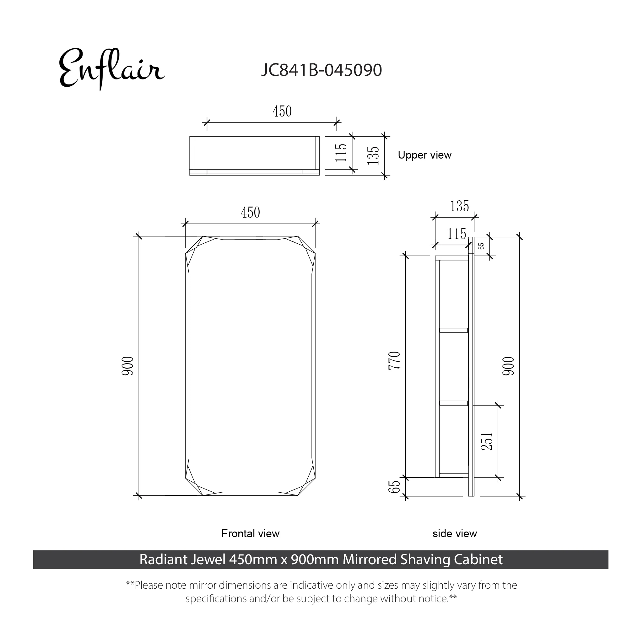 Radiant Jewel 450mm x 900mm Mirrored Shaving Cabinet, Matte White - Image 11