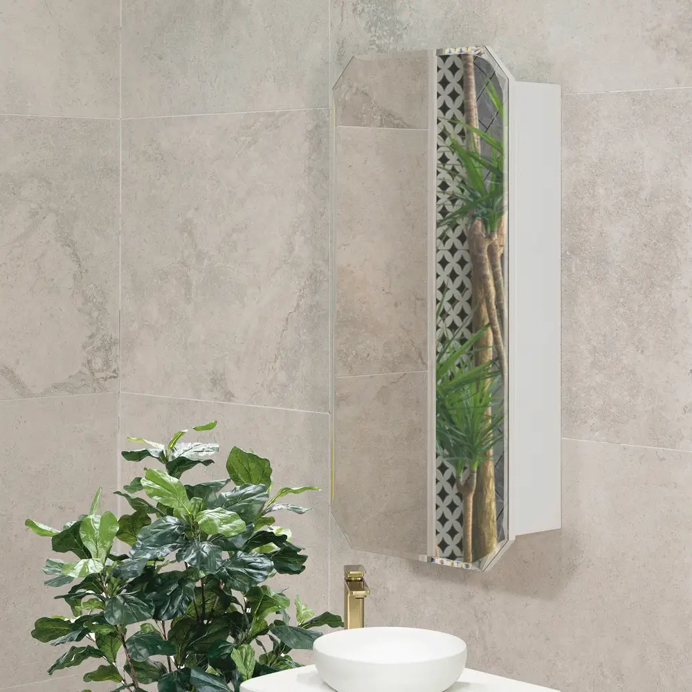 Radiant Jewel 450mm x 900mm Mirrored Shaving Cabinet, Matte White - Image 3