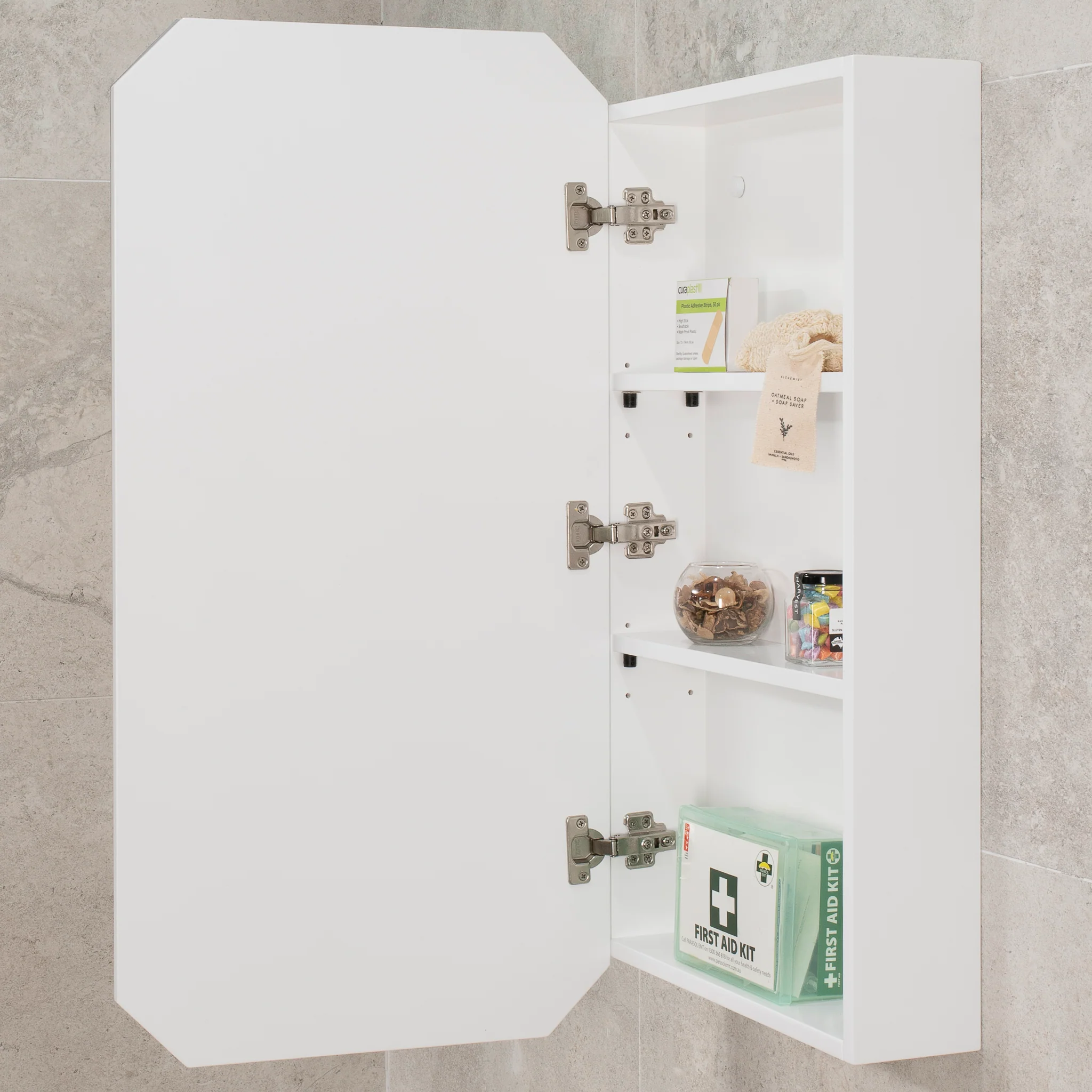 Radiant Jewel 450mm x 900mm Mirrored Shaving Cabinet, Matte White - Image 7