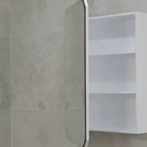 Radiant Jewel 600mm x 900mm Mirrored Shaving Cabinet, Matte White - Image 10