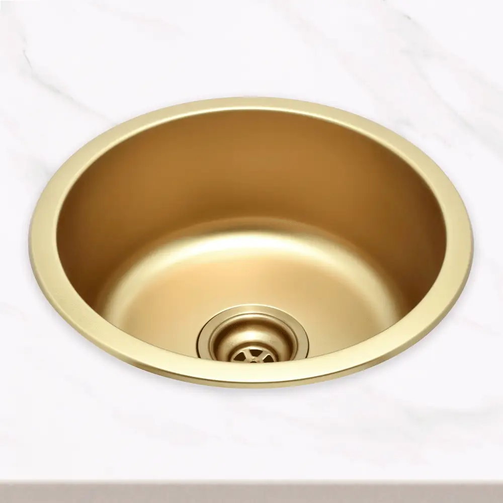 Radii Round 410mm x 180mm Stainless Steel Sink | Brushed Brass (Gold) Finish | - Image 2