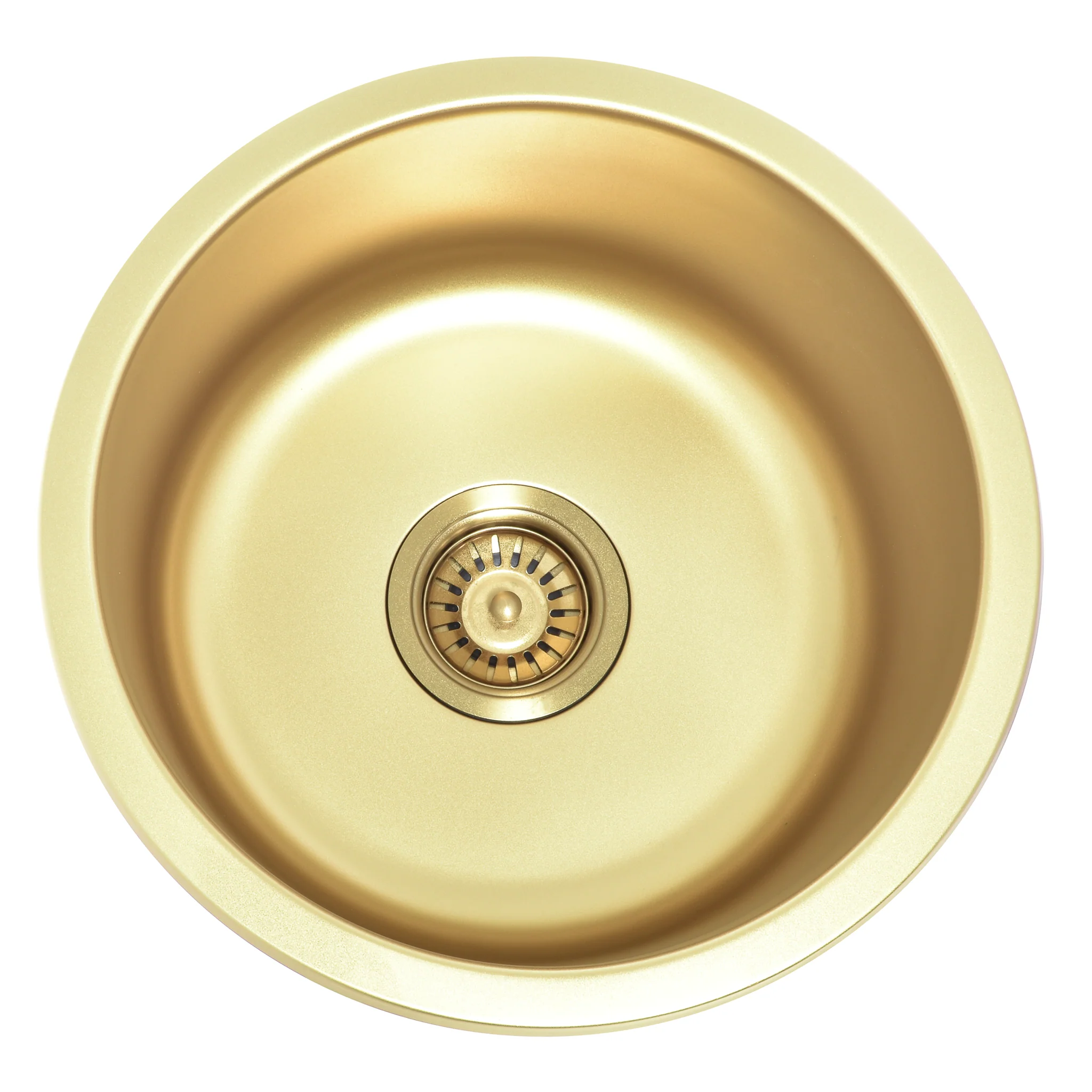 Radii Round 410mm x 180mm Stainless Steel Sink | Brushed Brass (Gold) Finish | - Image 3