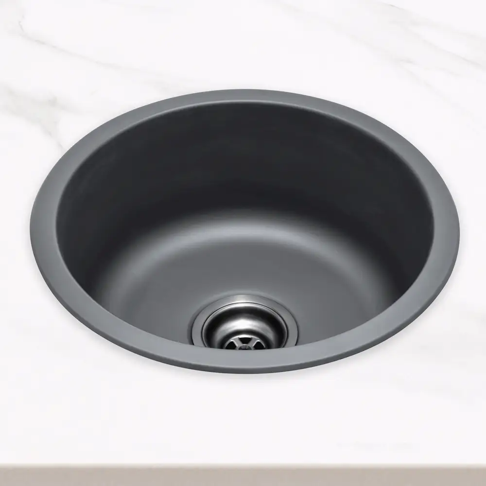 Radii Round 410mm x 180mm Stainless Steel Sink | Brushed Gunmetal Finish | - Image 2