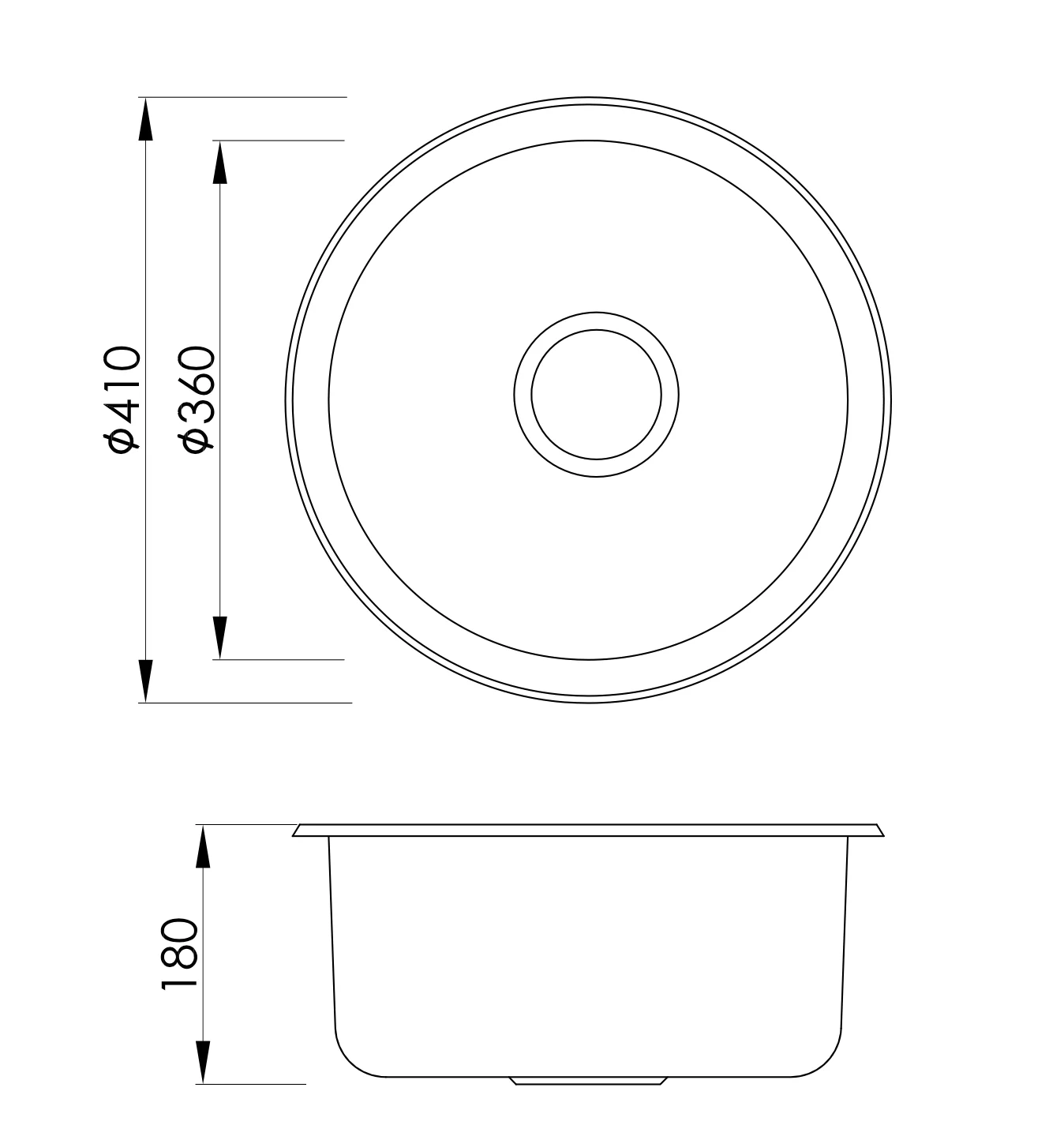 Radii Round 410mm x 180mm Stainless Steel Sink | Brushed Gunmetal Finish | - Image 8