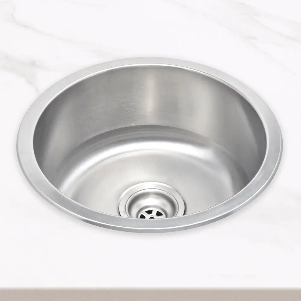 Radii Round 410mm x 180mm Stainless Steel Sink | Brushed Nickel Finish | - Image 2