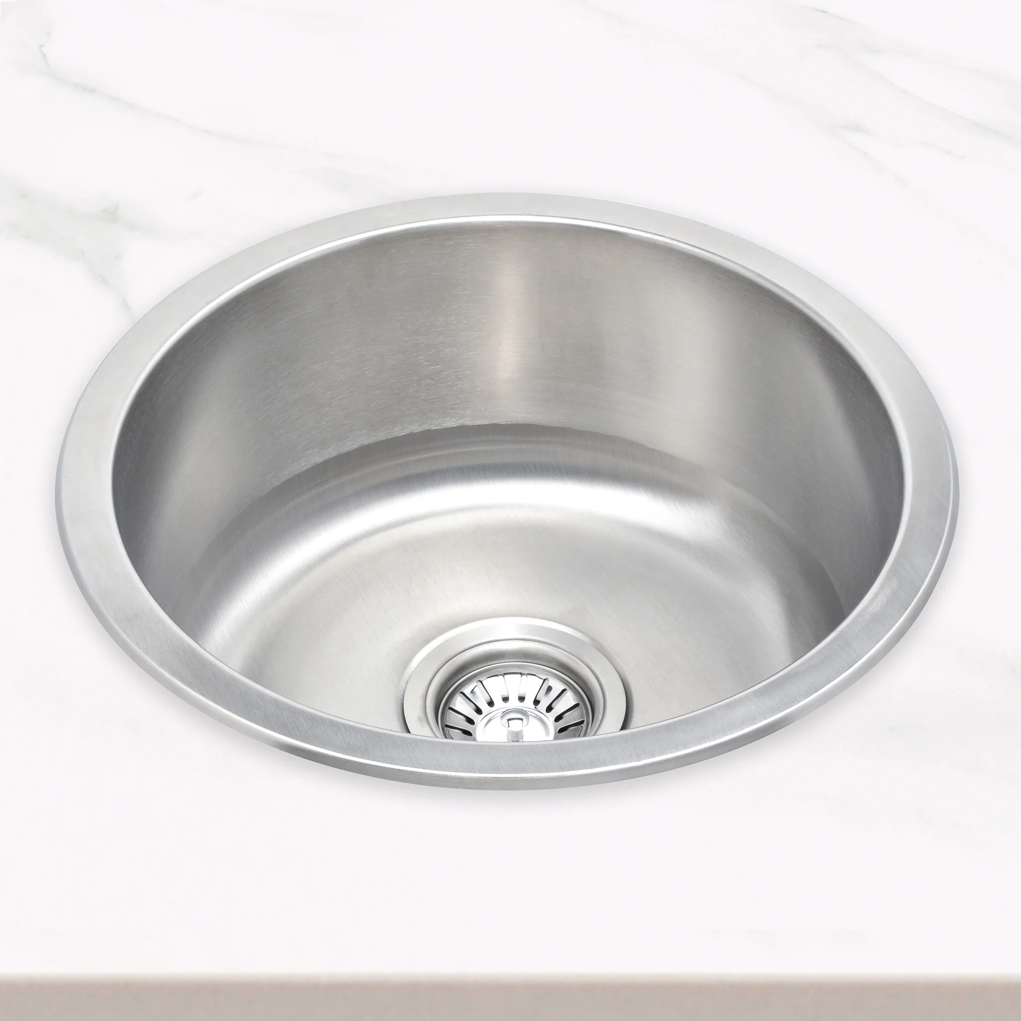 Radii Round 410mm x 180mm Stainless Steel Sink | Brushed Nickel Finish | - Image 6