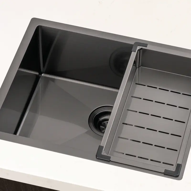 Retto Stainless Steel Sink Colander 218mm x 420mm x 80mm, Brushed Gunmetal Black