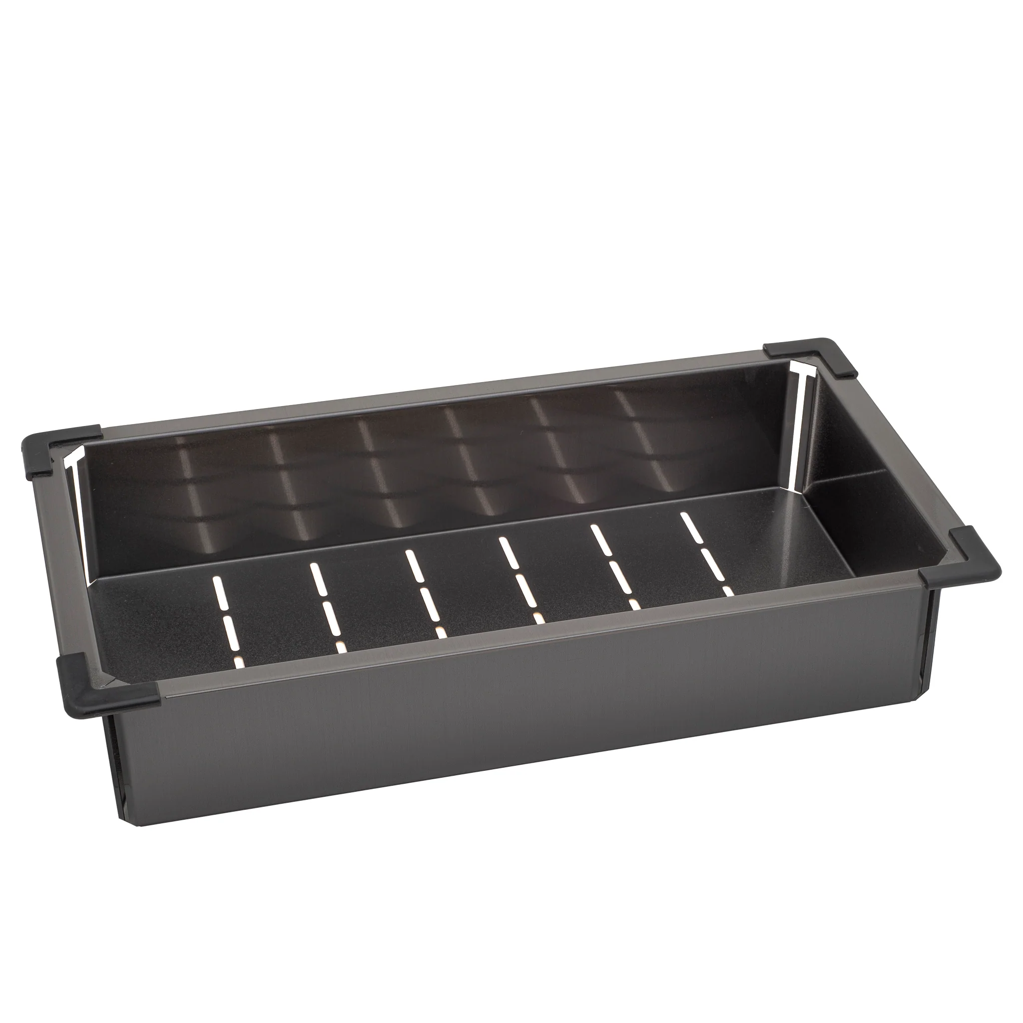 Retto Stainless Steel Sink Colander 218mm x 420mm x 80mm, Brushed Gunmetal Black - Image 3