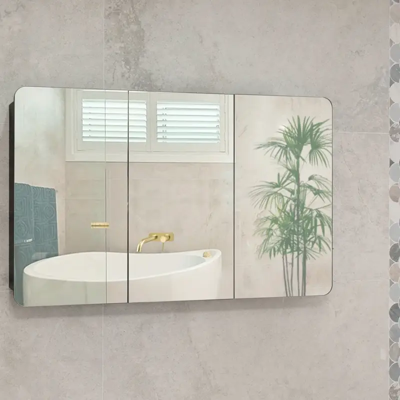 Retti Rectangular 1200mm x 750mm Mirrored Shaving Cabinet, Matte Black - Image 2