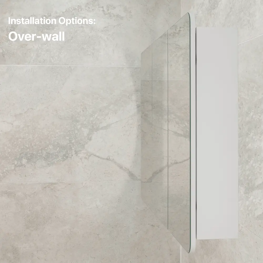 Retti Rectangular 1200mm x 750mm Mirrored Shaving Cabinet, Matte White - Image 6