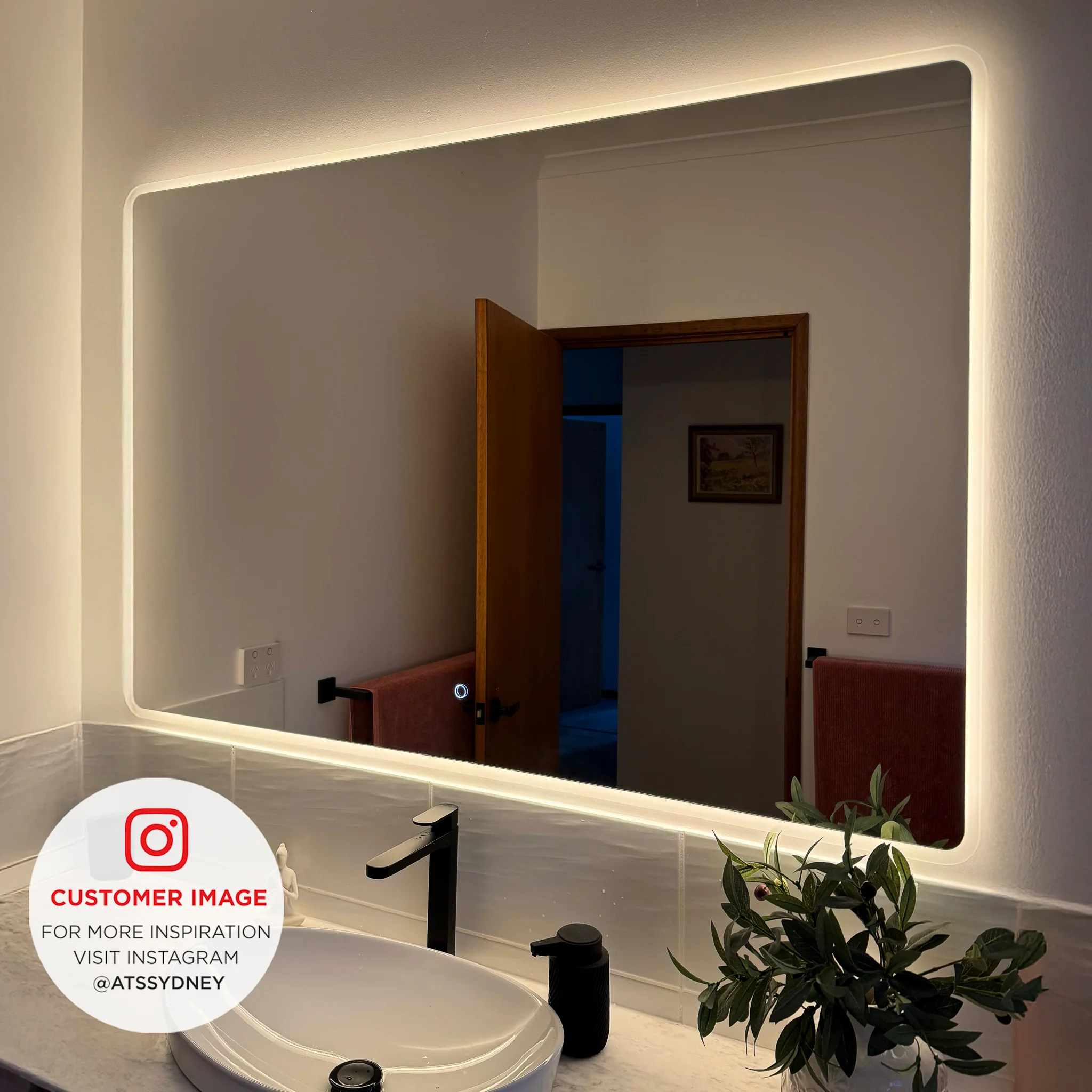 Retti Rectangular 1400mm x 900mm Frontlit and Backlit LED Frameless Mirror with Frosted Glass Border and Demister - Image 3