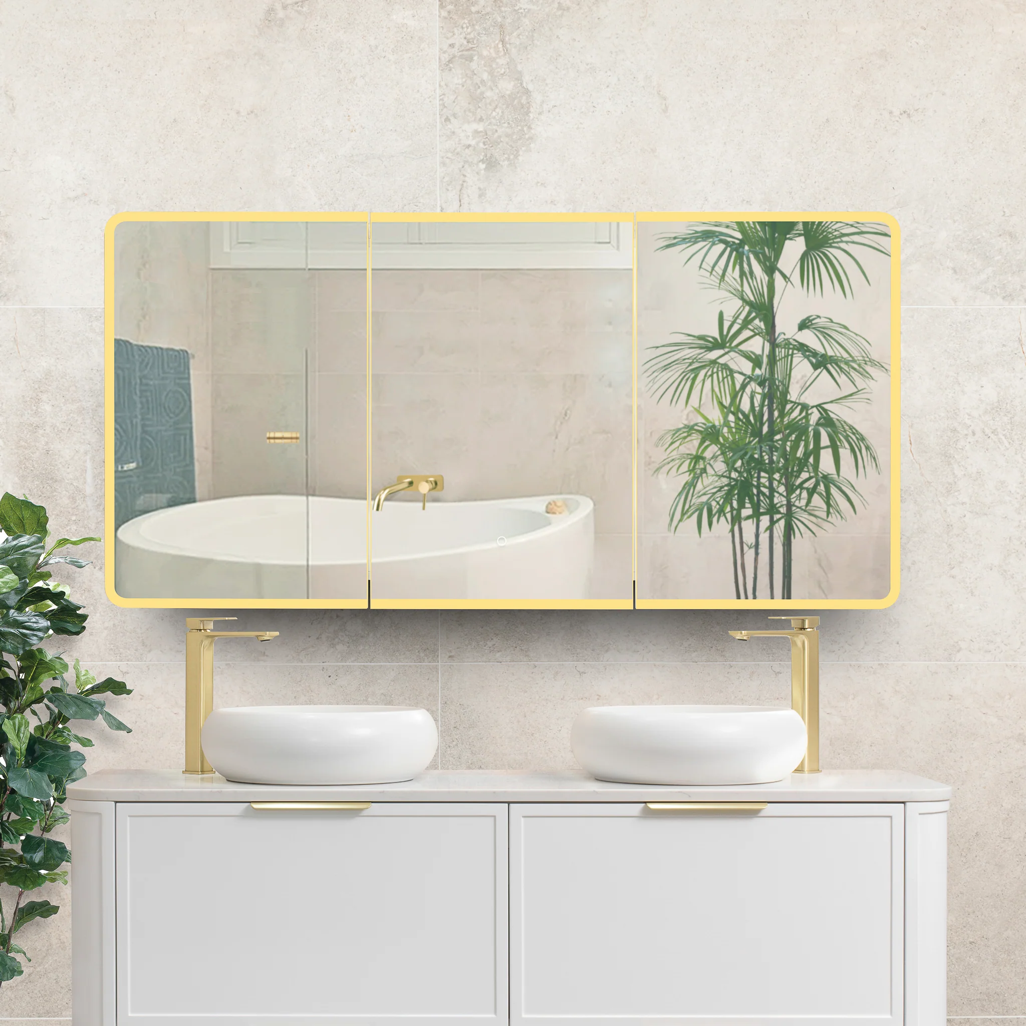Retti Rectangular 1500mm x 750mm Frontlit LED Mirrored Shaving Cabinet, Matte White - Image 5