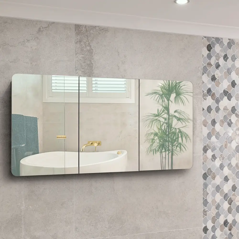 Retti Rectangular 1500mm x 750mm Mirrored Shaving Cabinet, Matte Black - Image 6