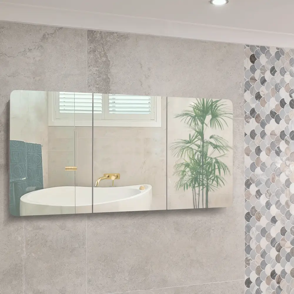 Retti Rectangular 1500mm x 750mm Mirrored Shaving Cabinet, Matte White - Image 4