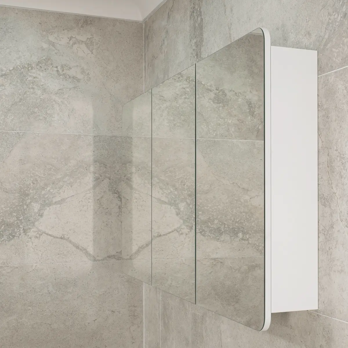 Retti Rectangular 1500mm x 750mm Mirrored Shaving Cabinet, Matte White - Image 7