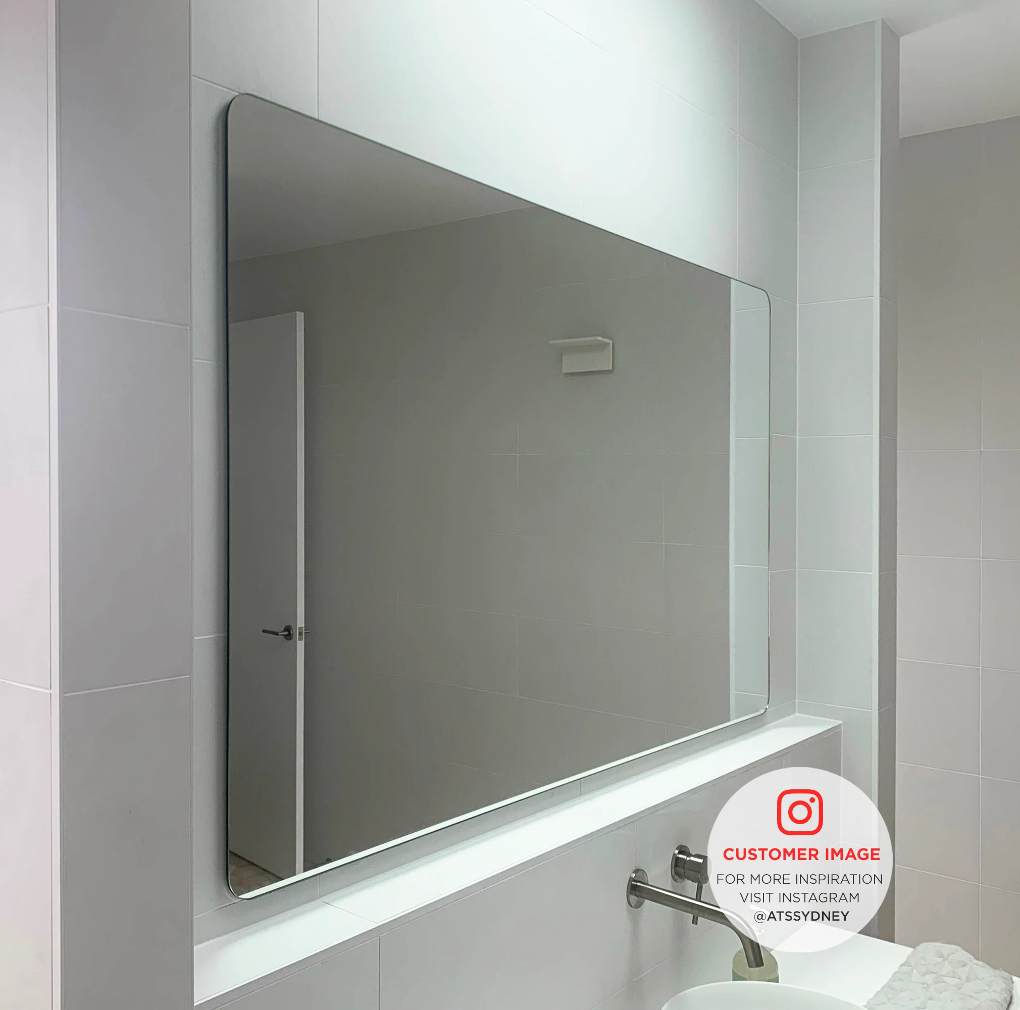 Retti Rectangular 1500mm x 900mm Frameless Mirror with Polished Edge and Rounded Corners - Image 3
