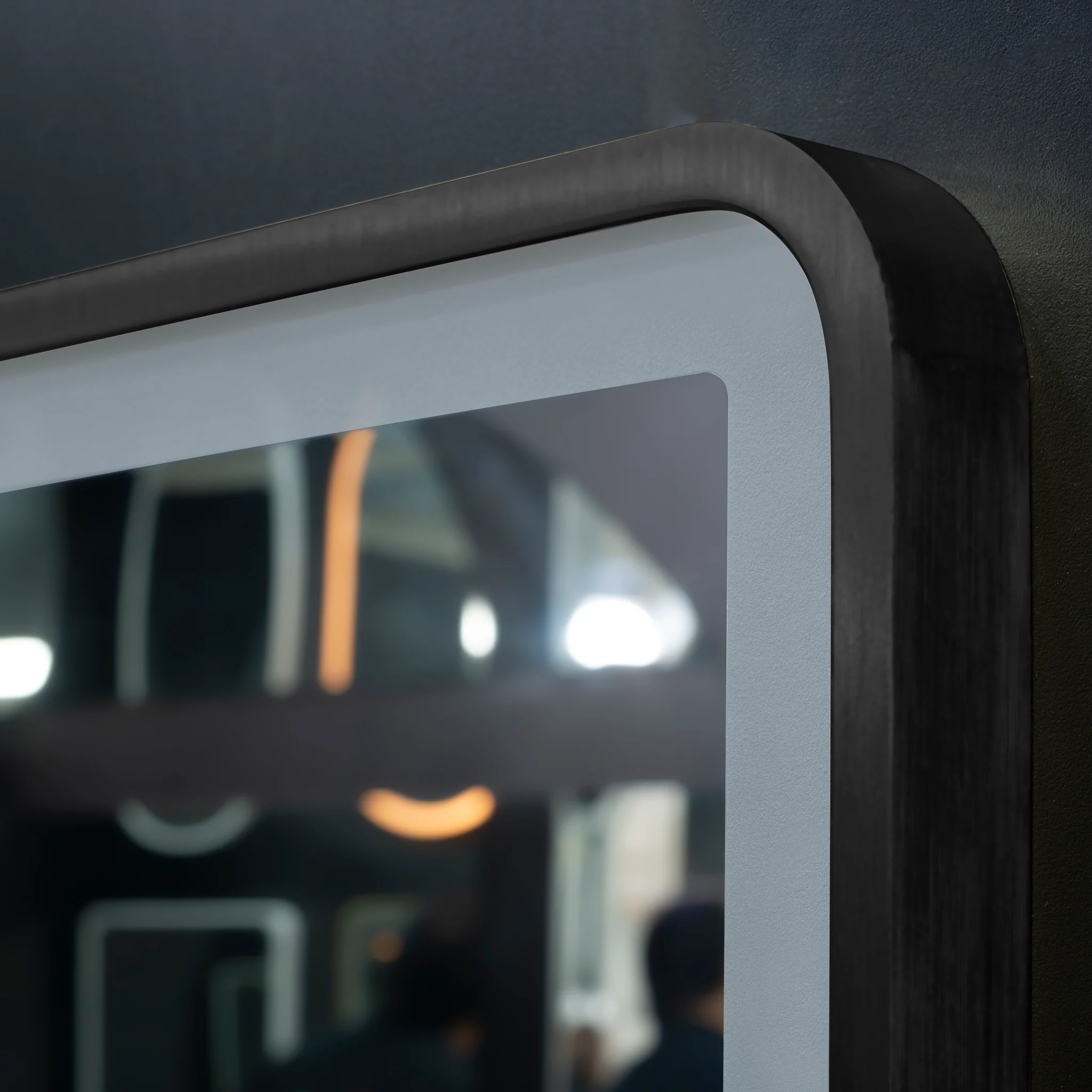 Retti Rectangular 1500mm x 900mm Frontlit LED Framed Mirror with Demister, Matte Black Frame - Image 4