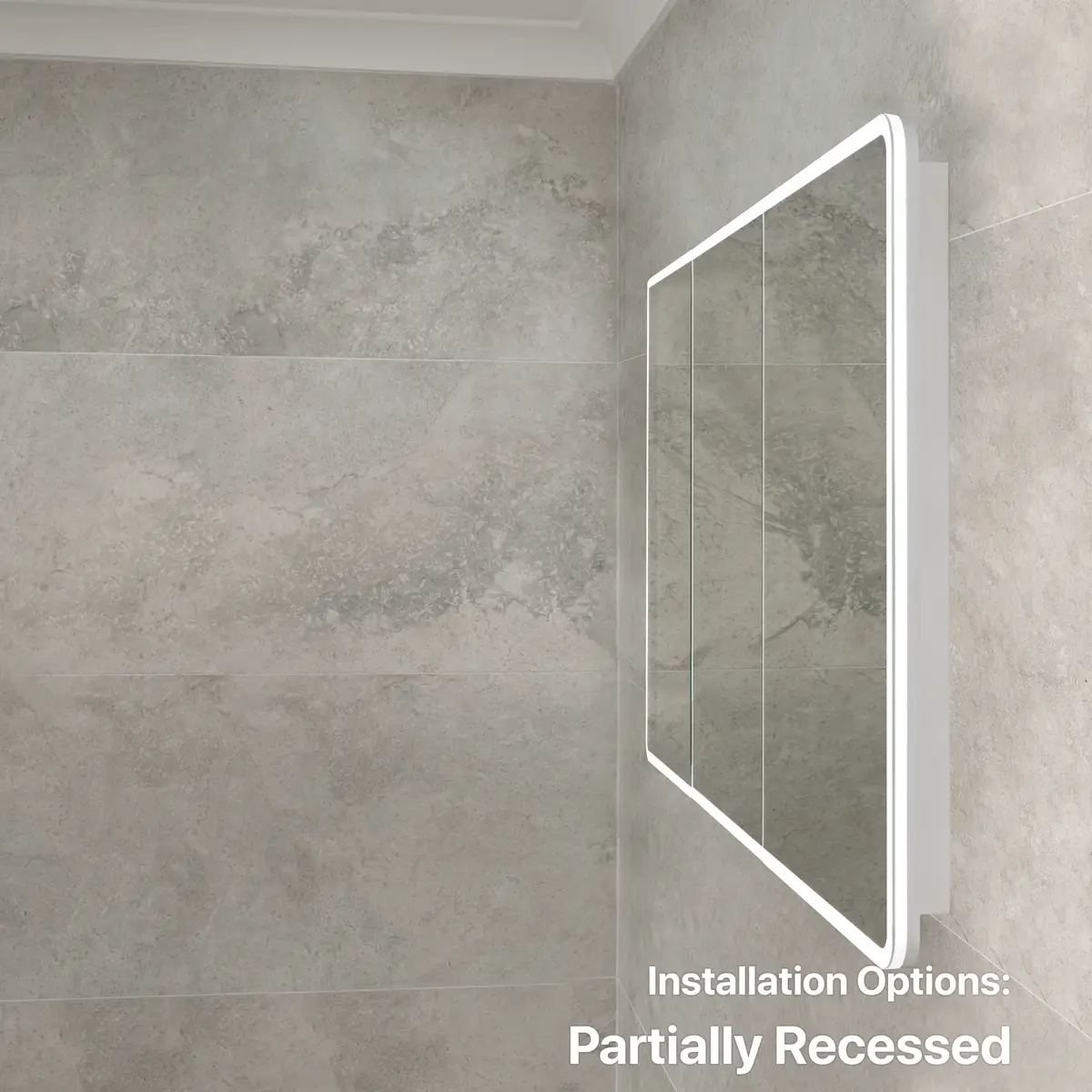 Retti Rectangular 1800mm x 750mm Frontlit LED Mirrored Shaving Cabinet, Matte White - Image 10