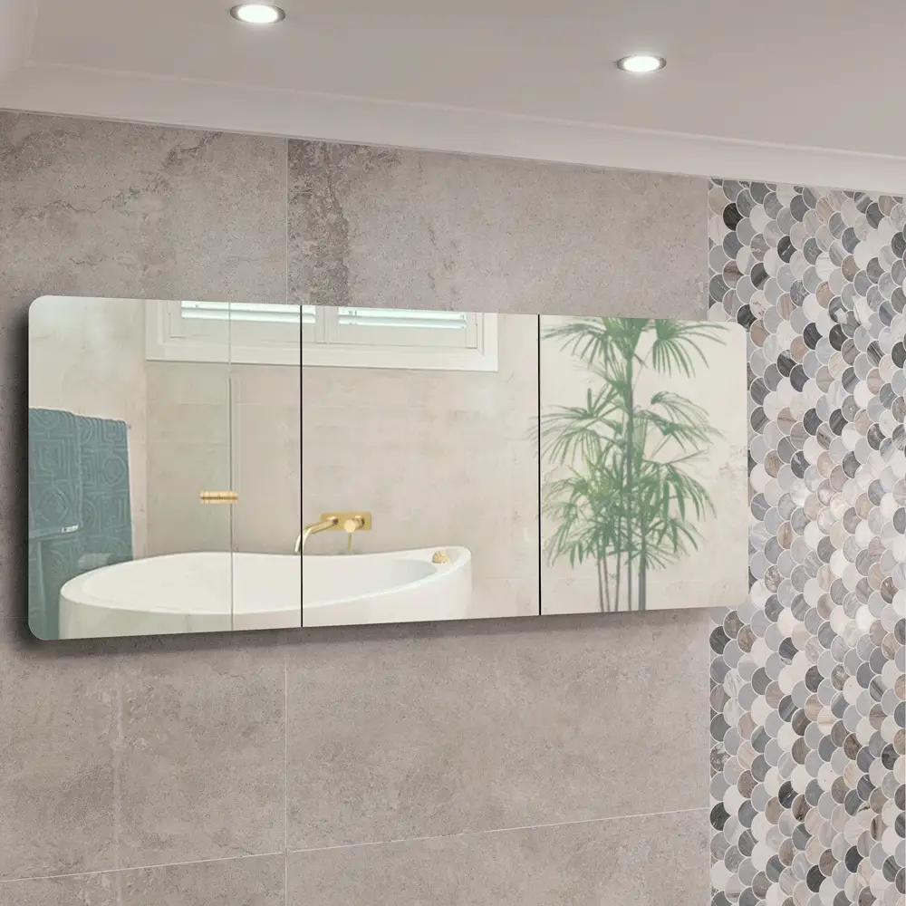 Retti Rectangular 1800mm x 750mm Mirrored Shaving Cabinet, Matte Black - Image 5