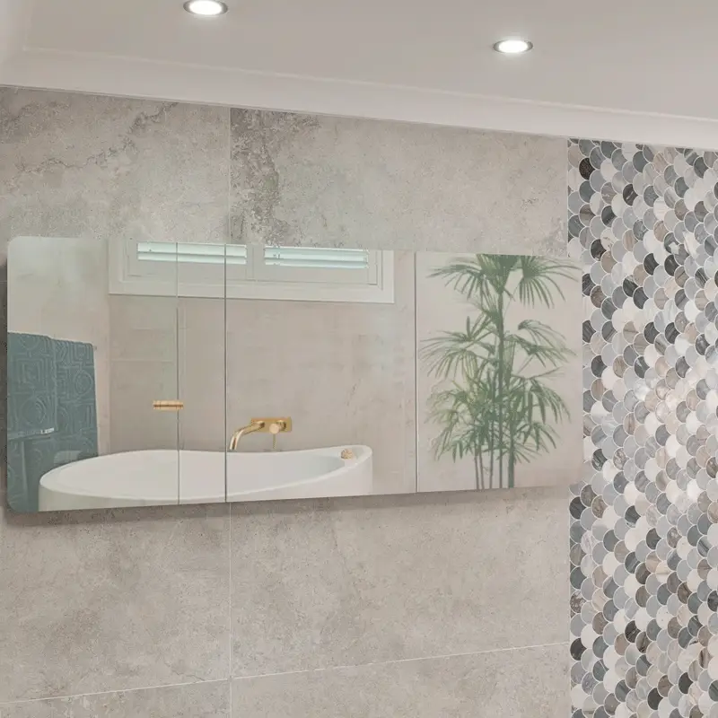 Retti Rectangular 1800mm x 750mm Mirrored Shaving Cabinet, Matte White - Image 2