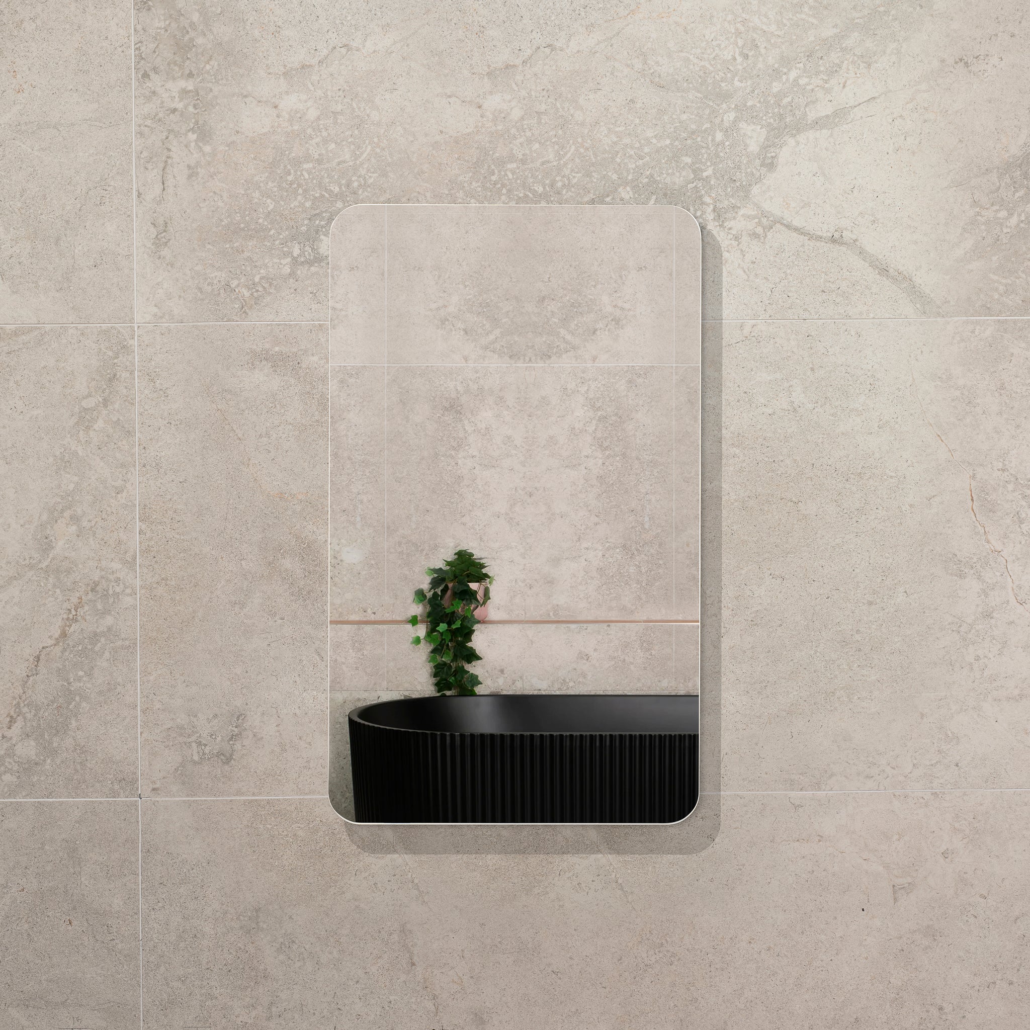 Retti Rectangular 450mm x 750mm Mirrored Shaving Cabinet, Matte Black - Image 2
