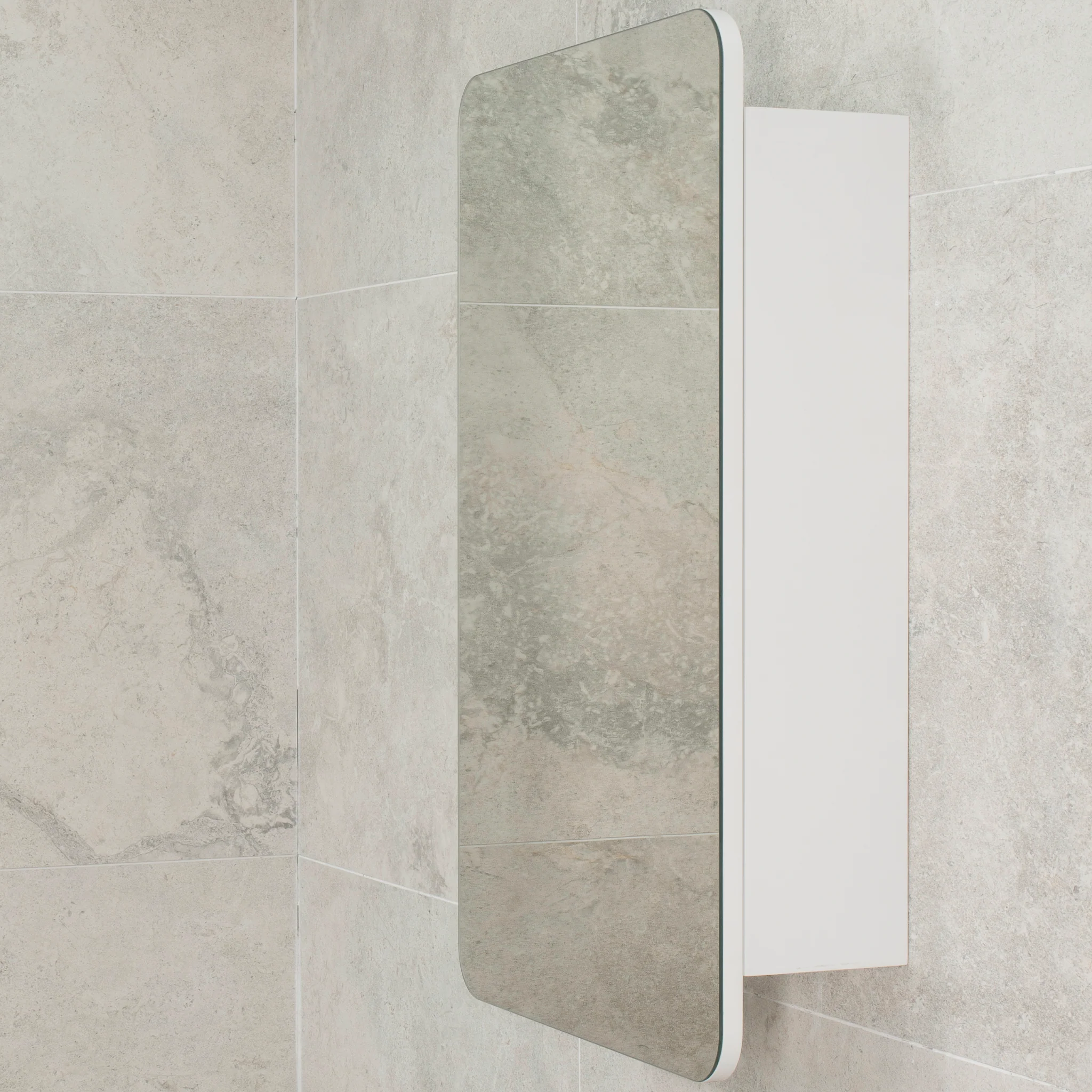 Retti Rectangular 450mm x 750mm Mirrored Shaving Cabinet, Matte White - Image 3