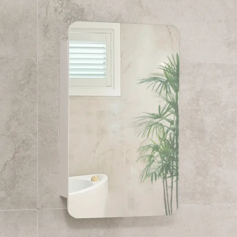 Retti Rectangular 450mm x 750mm Mirrored Shaving Cabinet, Matte White - Image 5