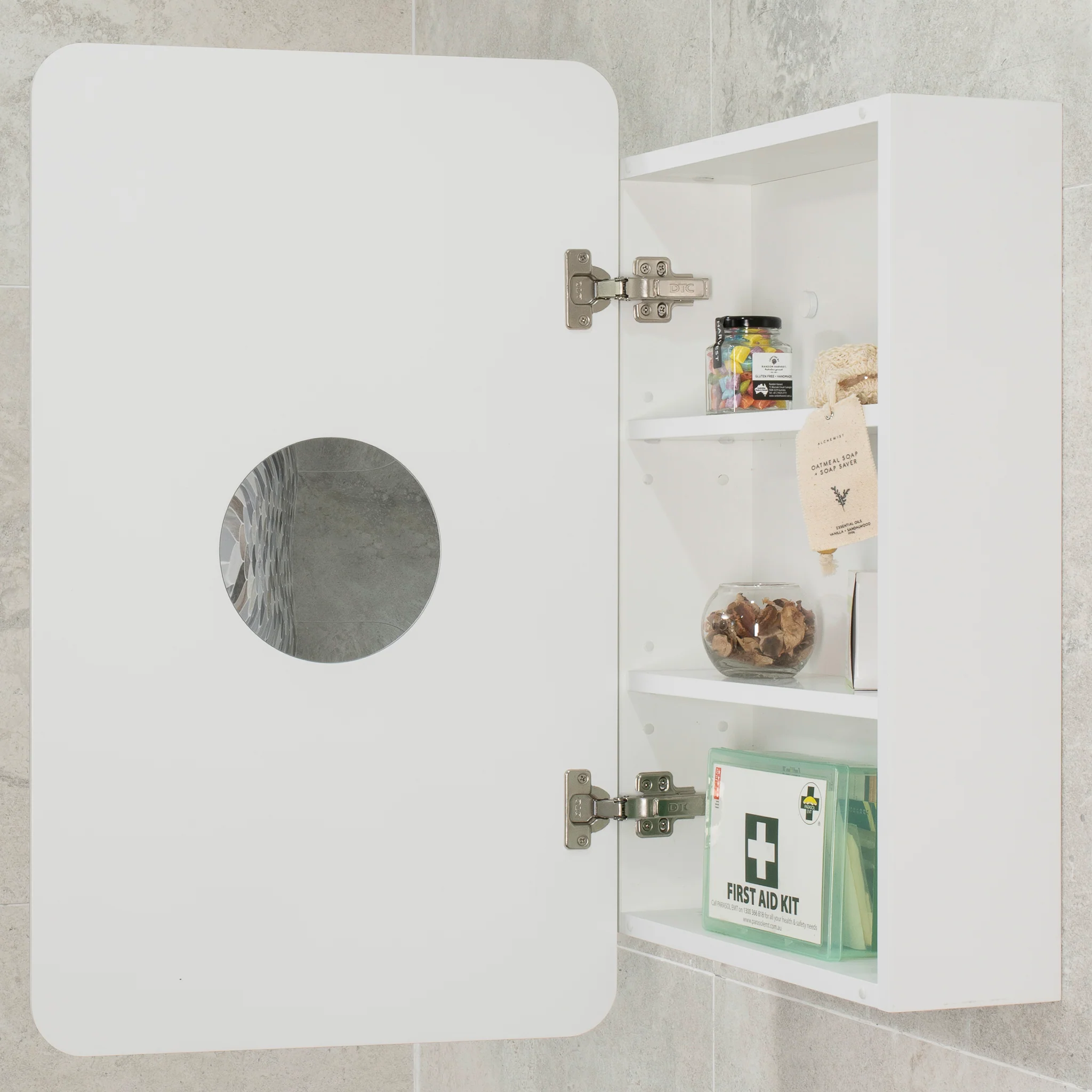Retti Rectangular 450mm x 750mm Mirrored Shaving Cabinet, Matte White - Image 6