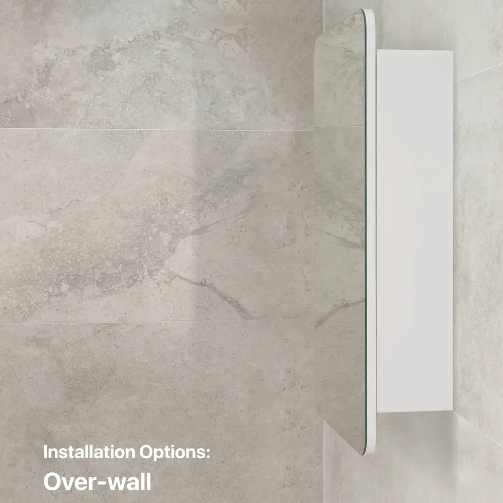 Retti Rectangular 450mm x 750mm Mirrored Shaving Cabinet, Matte White - Image 8