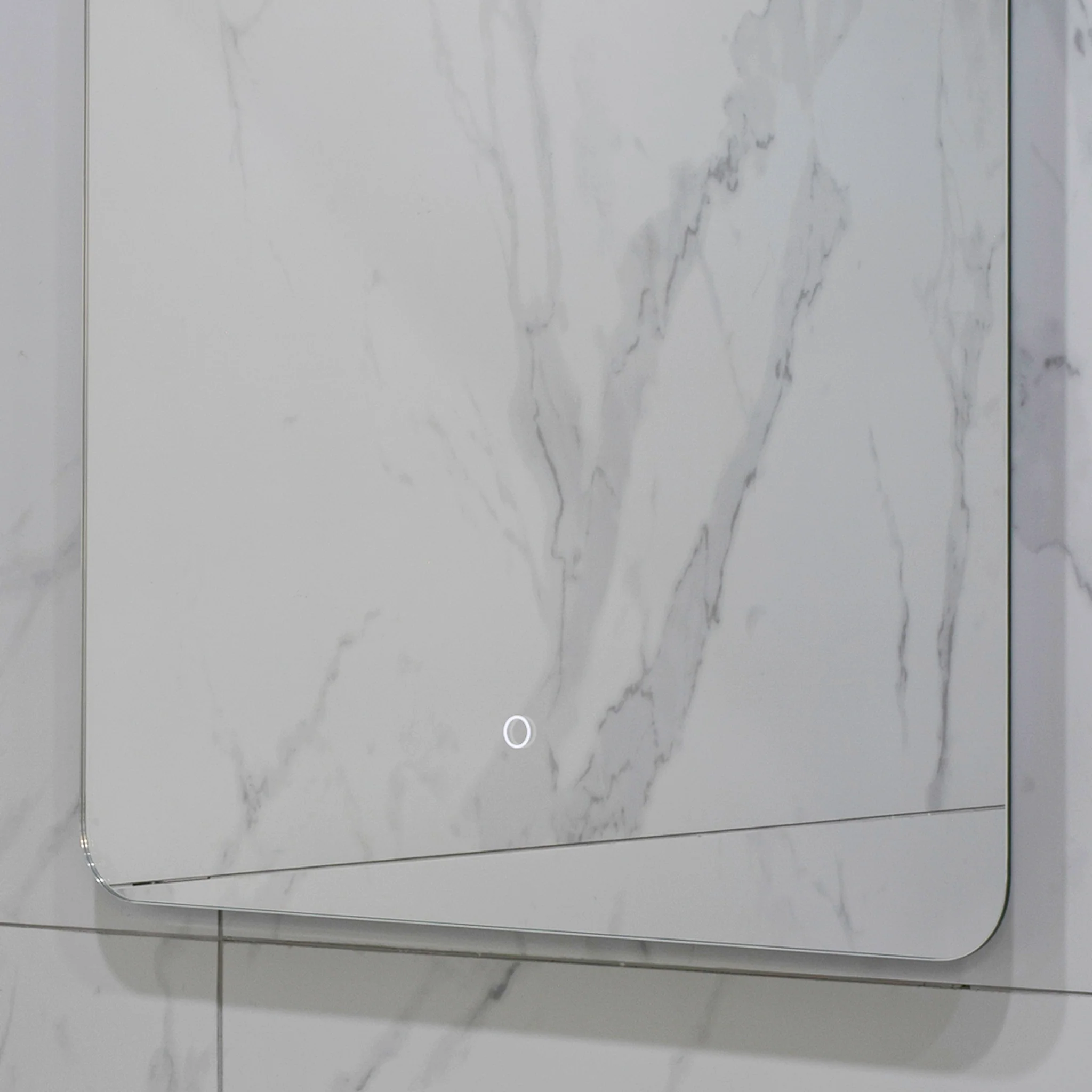 Retti Rectangular 600mm x 750mm Backlit LED Frameless Mirror with Polished Edge, Rounded Corners and Demister - Image 9