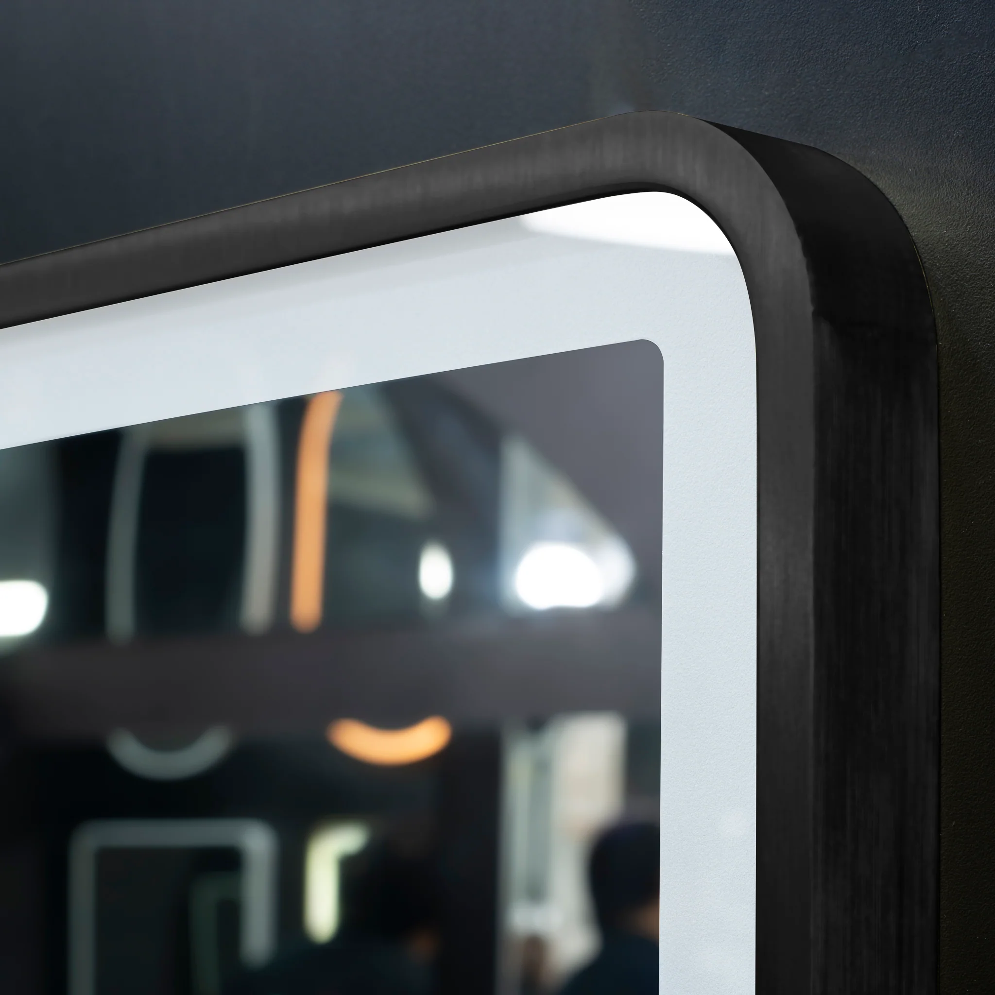 *Clearance* Retti Rectangular 600mm x 750mm Frontlit LED Framed Mirror with Demister, Matte Black Frame - Image 3