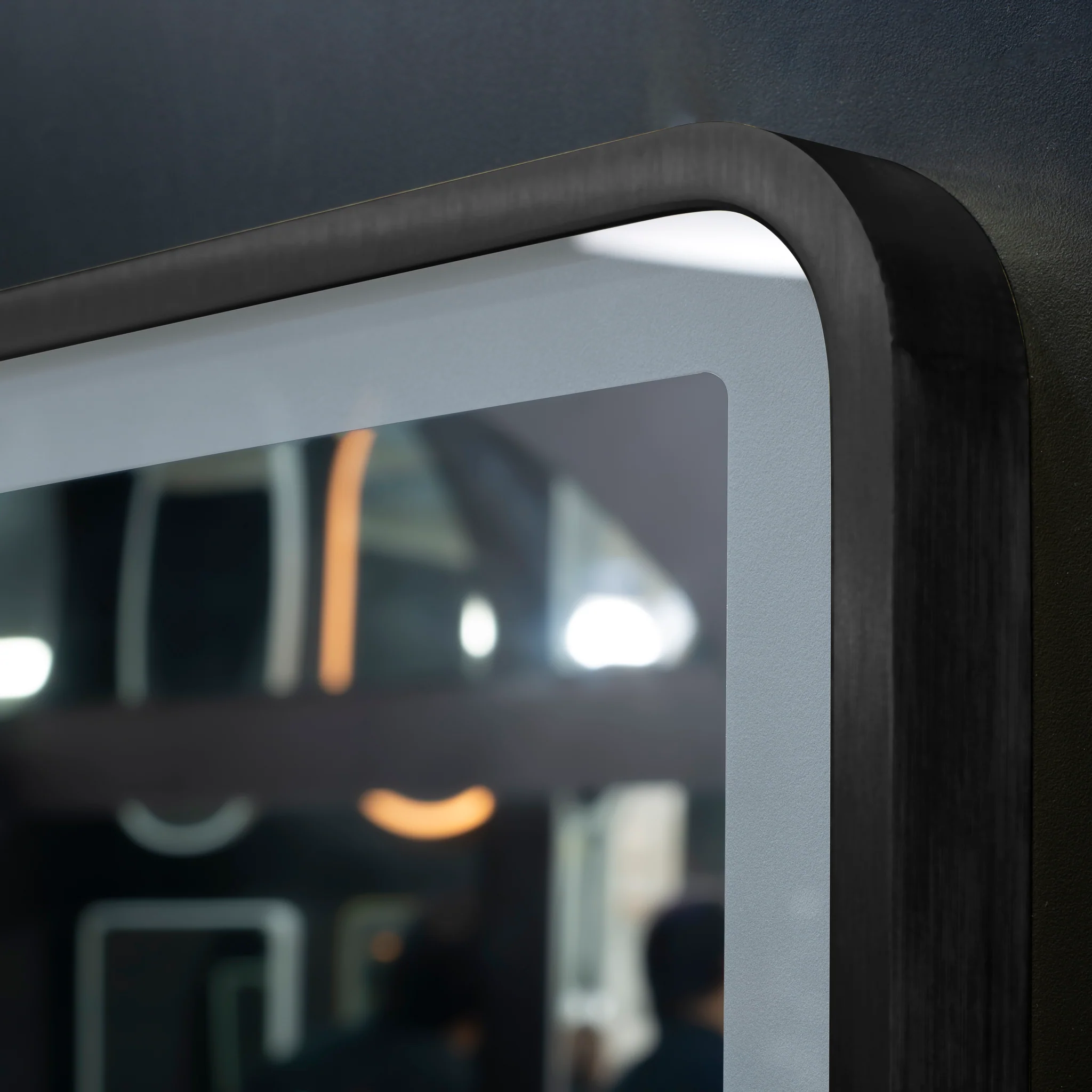 *Clearance* Retti Rectangular 600mm x 750mm Frontlit LED Framed Mirror with Demister, Matte Black Frame - Image 4