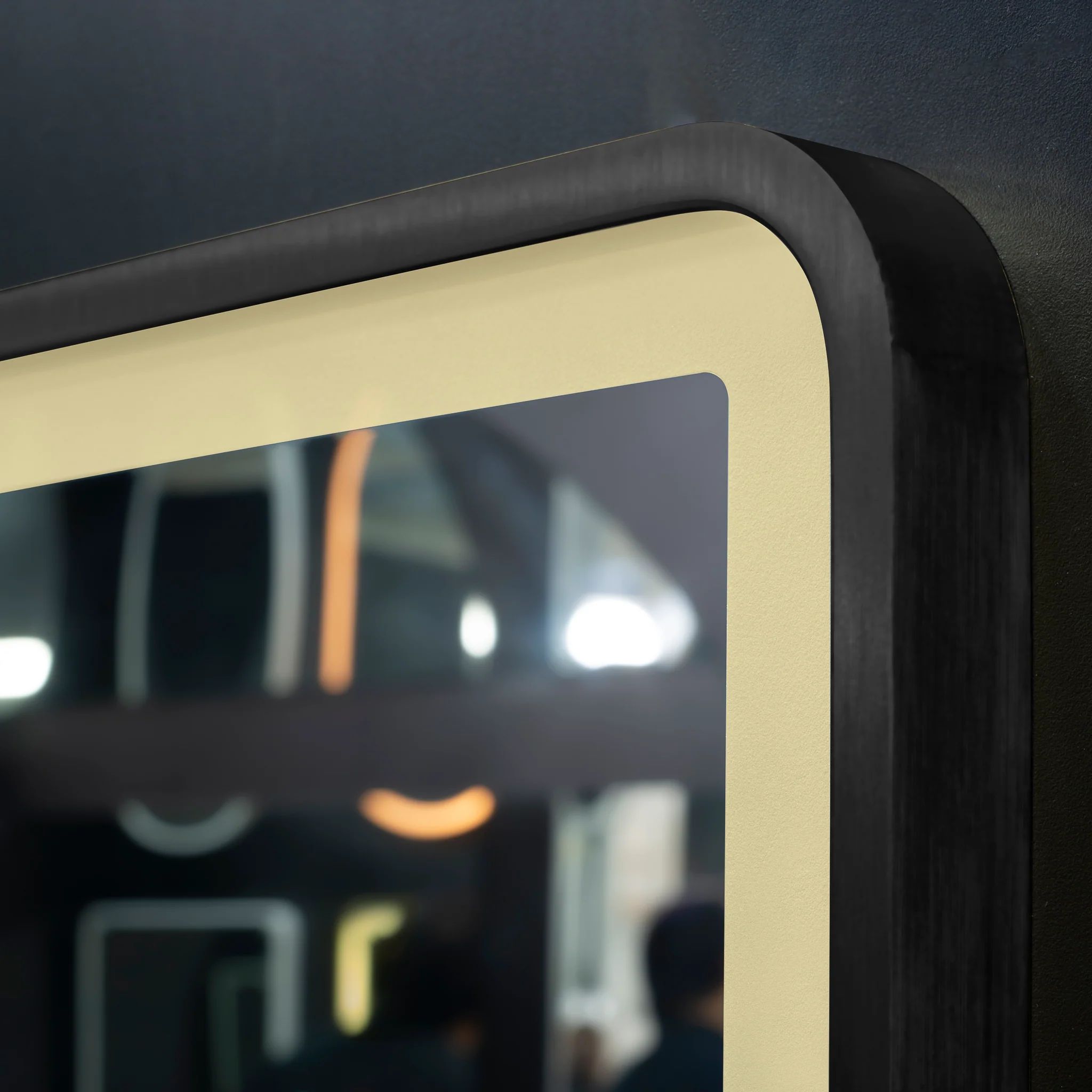 *Clearance* Retti Rectangular 600mm x 750mm Frontlit LED Framed Mirror with Demister, Matte Black Frame - Image 5
