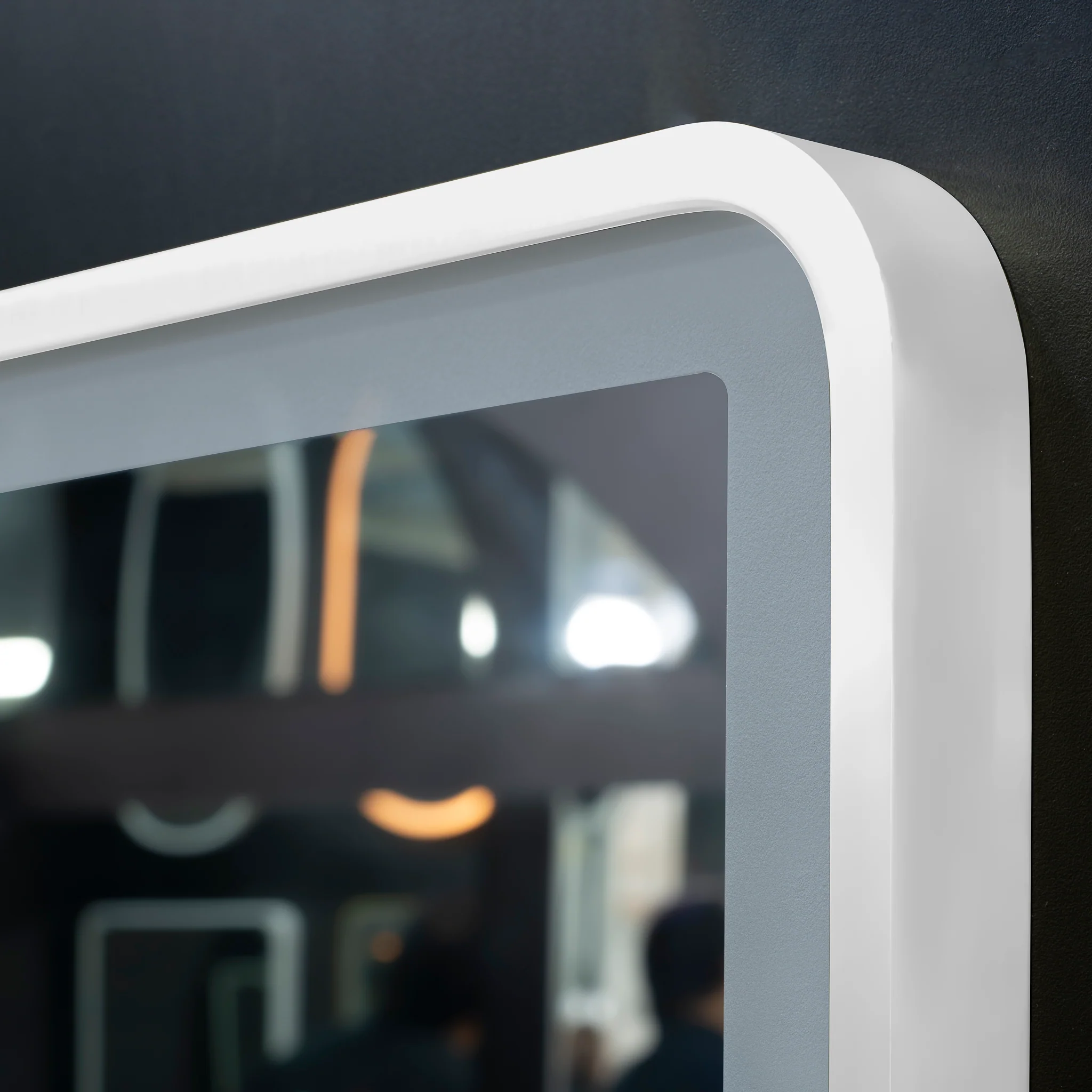 *Clearance* Retti Rectangular 600mm x 750mm Frontlit LED Framed Mirror with Demister, Matte White Frame - Image 4