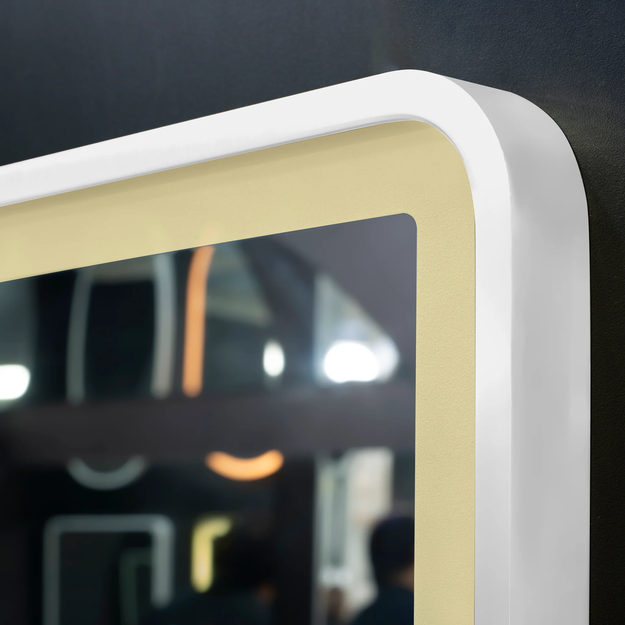 *Clearance* Retti Rectangular 600mm x 750mm Frontlit LED Framed Mirror with Demister, Matte White Frame - Image 5