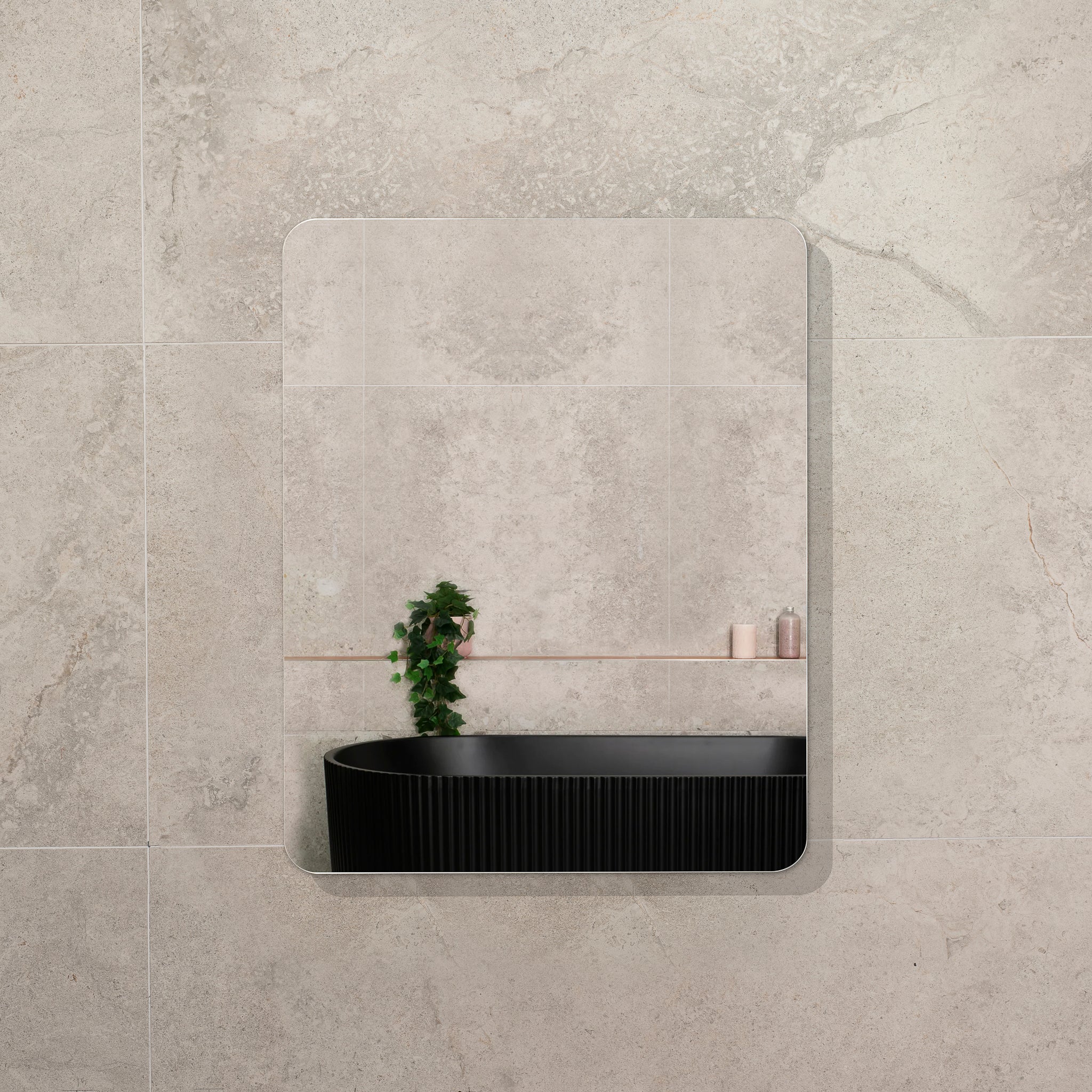 Retti Rectangular 600mm x 750mm Mirrored Shaving Cabinet, Matte Black - Image 2