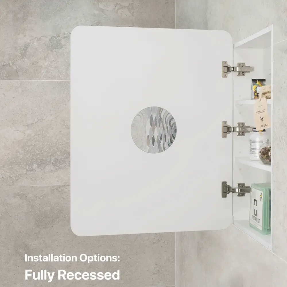 Retti Rectangular 600mm x 750mm Mirrored Shaving Cabinet, Matte White - Image 10