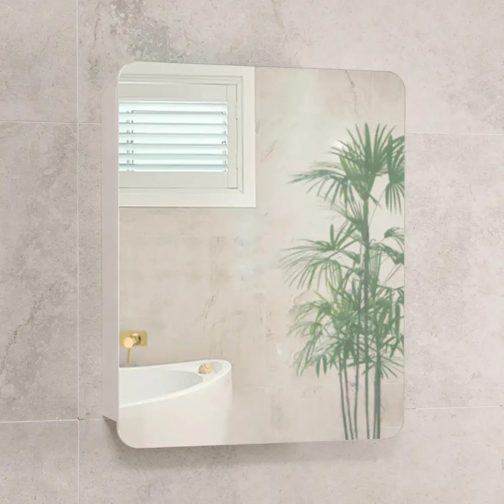 Retti Rectangular 600mm x 750mm Mirrored Shaving Cabinet, Matte White - Image 2