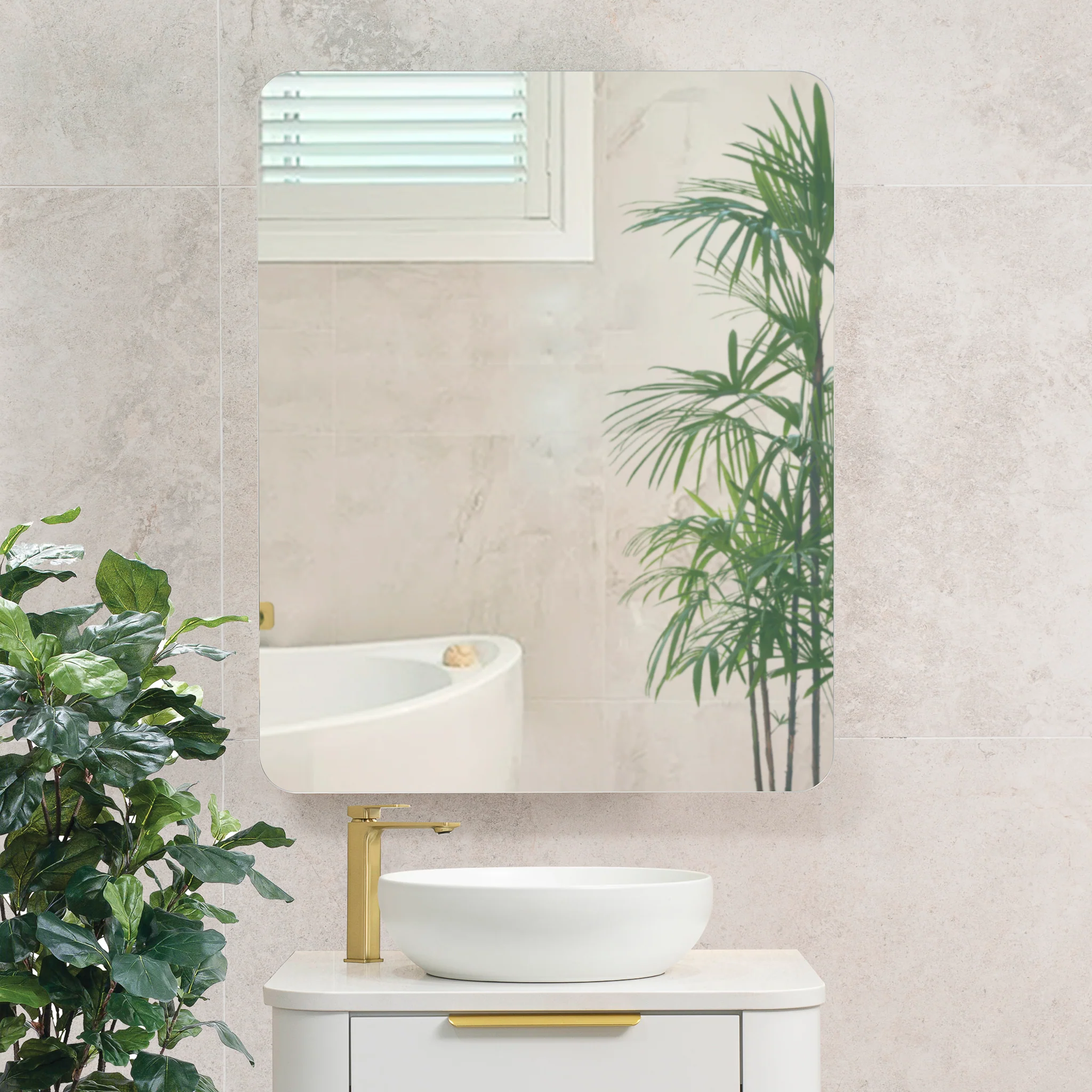 Retti Rectangular 600mm x 750mm Mirrored Shaving Cabinet, Matte White - Image 3
