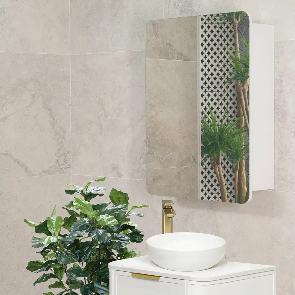 Retti Rectangular 600mm x 750mm Mirrored Shaving Cabinet, Matte White - Image 6