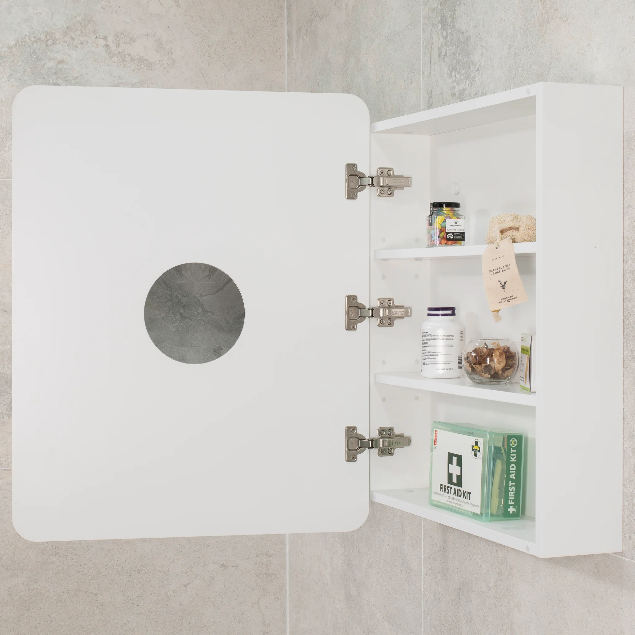 Retti Rectangular 600mm x 750mm Mirrored Shaving Cabinet, Matte White - Image 7