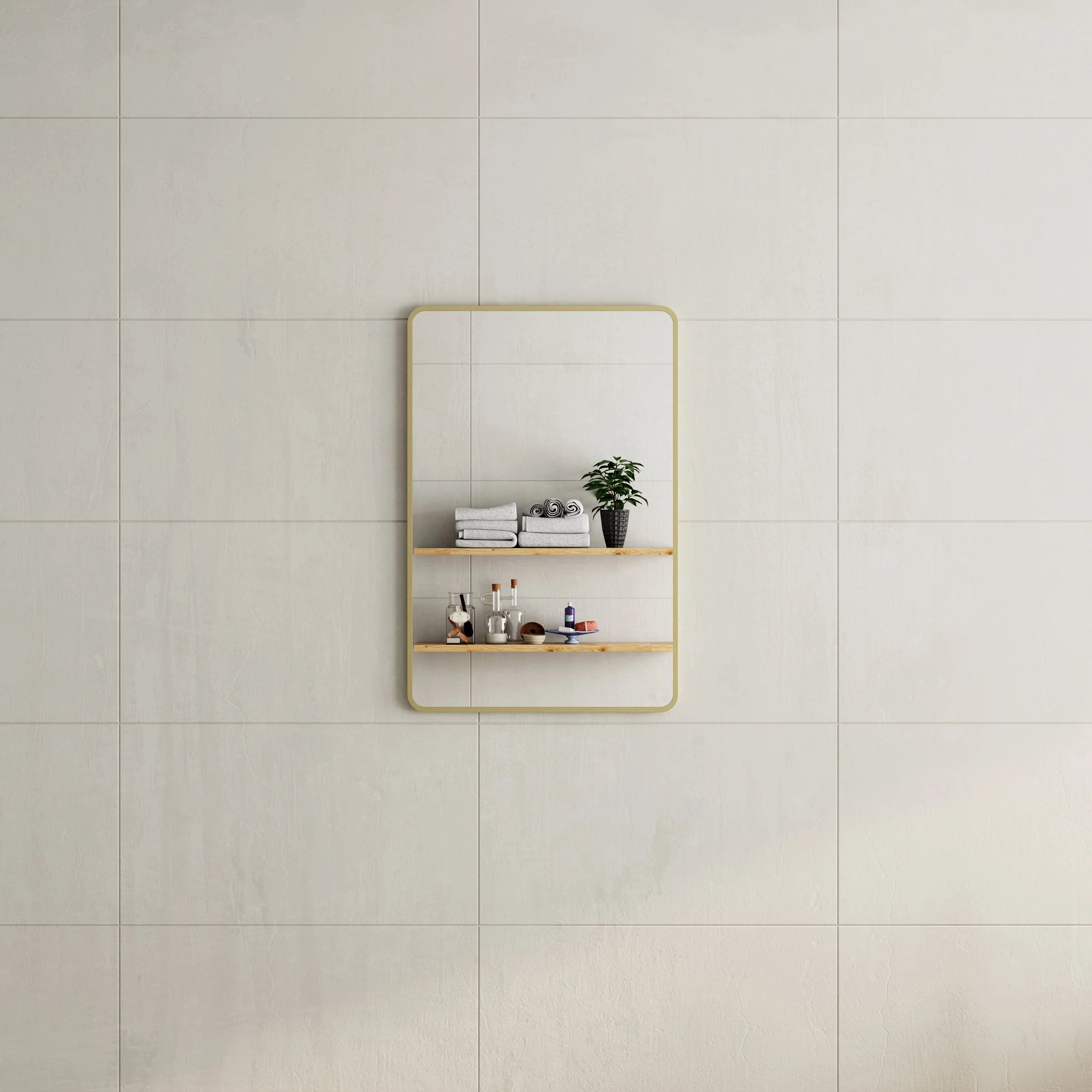 *Clearance* Retti Rectangular 600mm x 900mm Framed Mirror, Brushed Brass (Gold) Frame