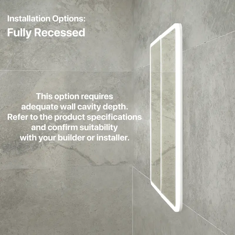 Retti Rectangular 750mm x 750mm Frontlit LED Mirrored Shaving Cabinet, Matte White - Image 14