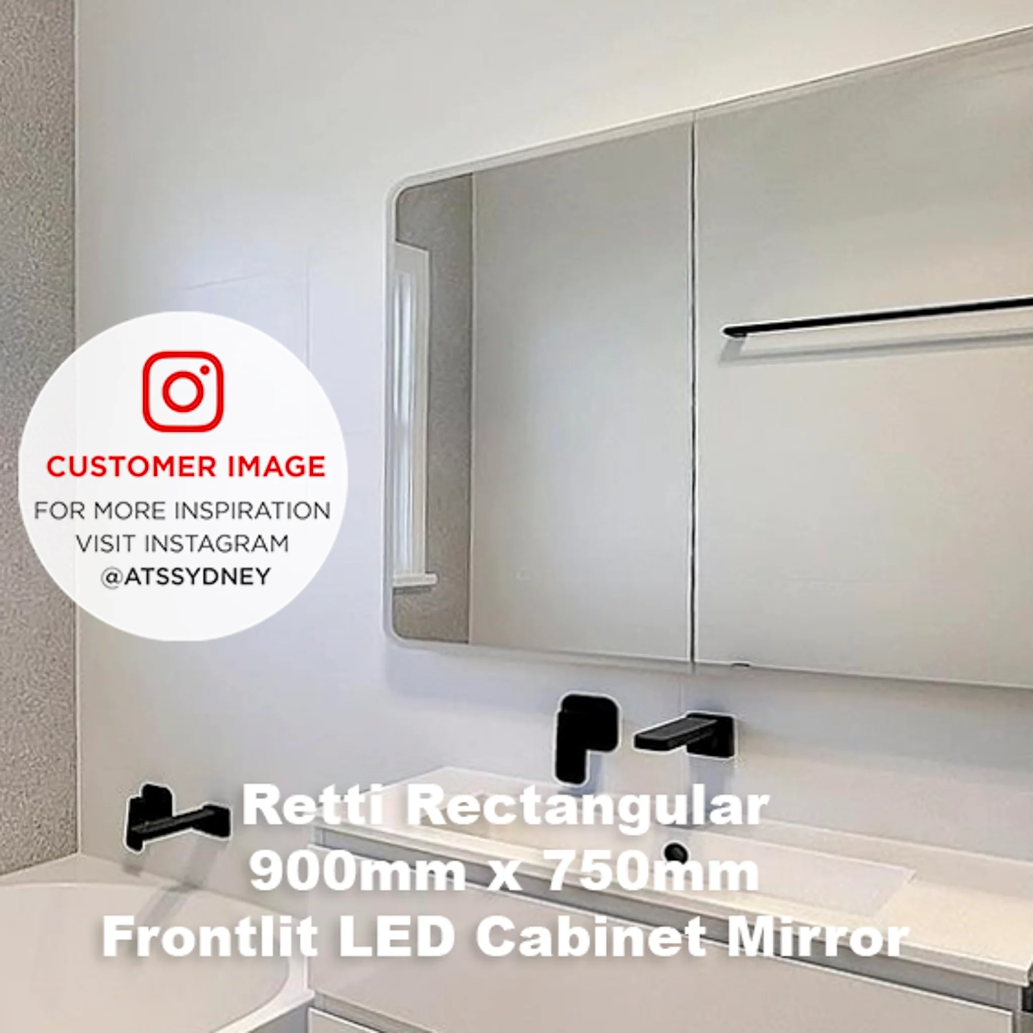 Retti Rectangular 750mm x 750mm Frontlit LED Mirrored Shaving Cabinet, Matte White - Image 9