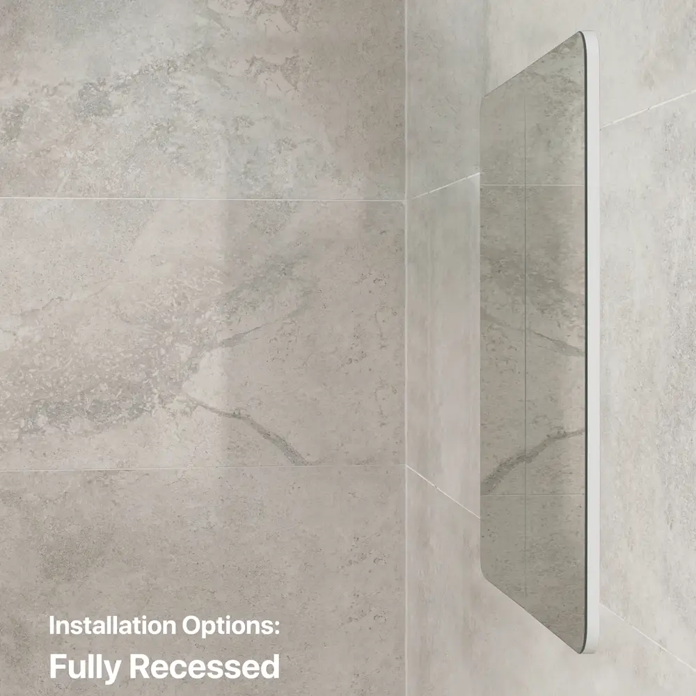 Retti Rectangular 750mm x 750mm Mirrored Shaving Cabinet, Matte White - Image 10
