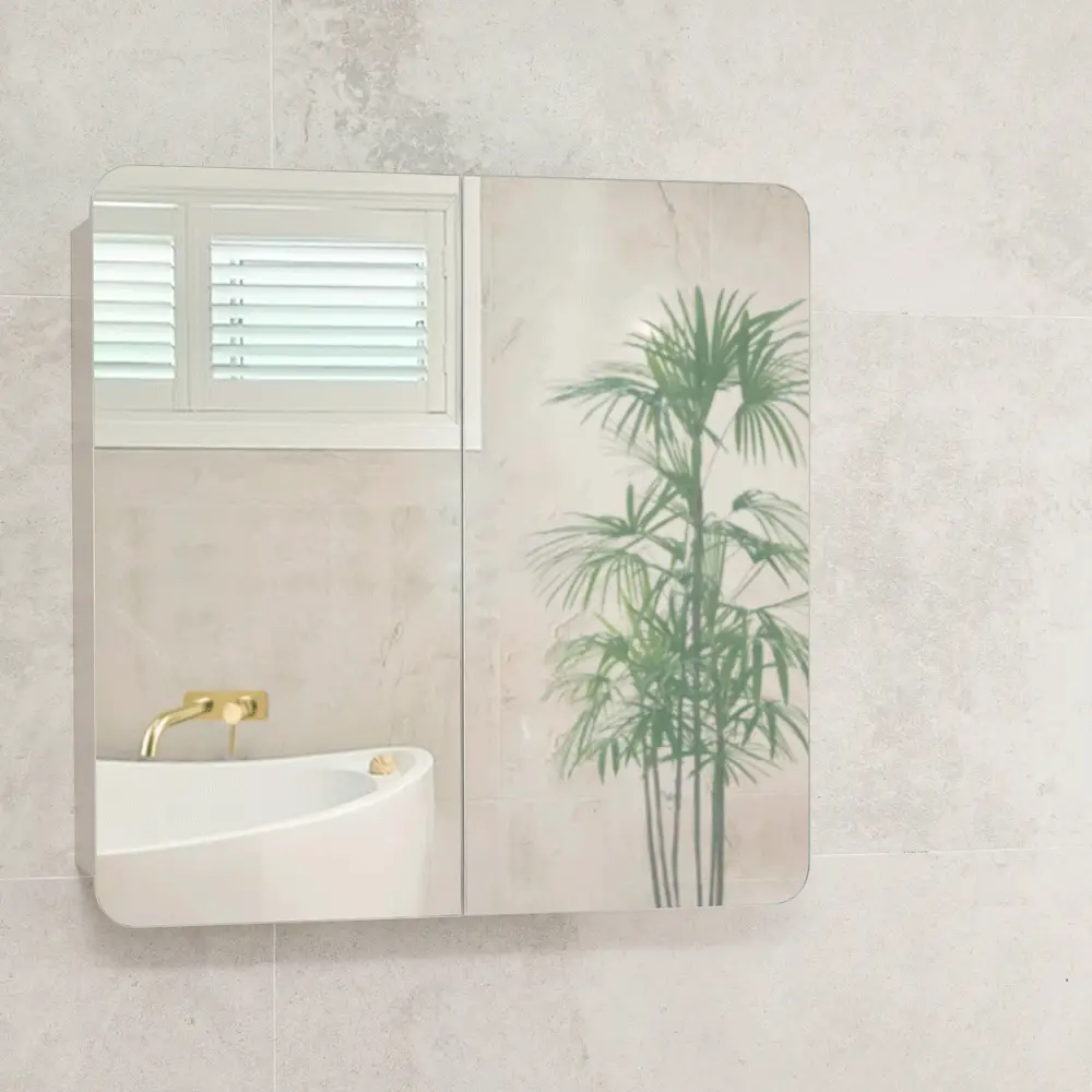 Retti Rectangular 750mm x 750mm Mirrored Shaving Cabinet, Matte White - Image 8