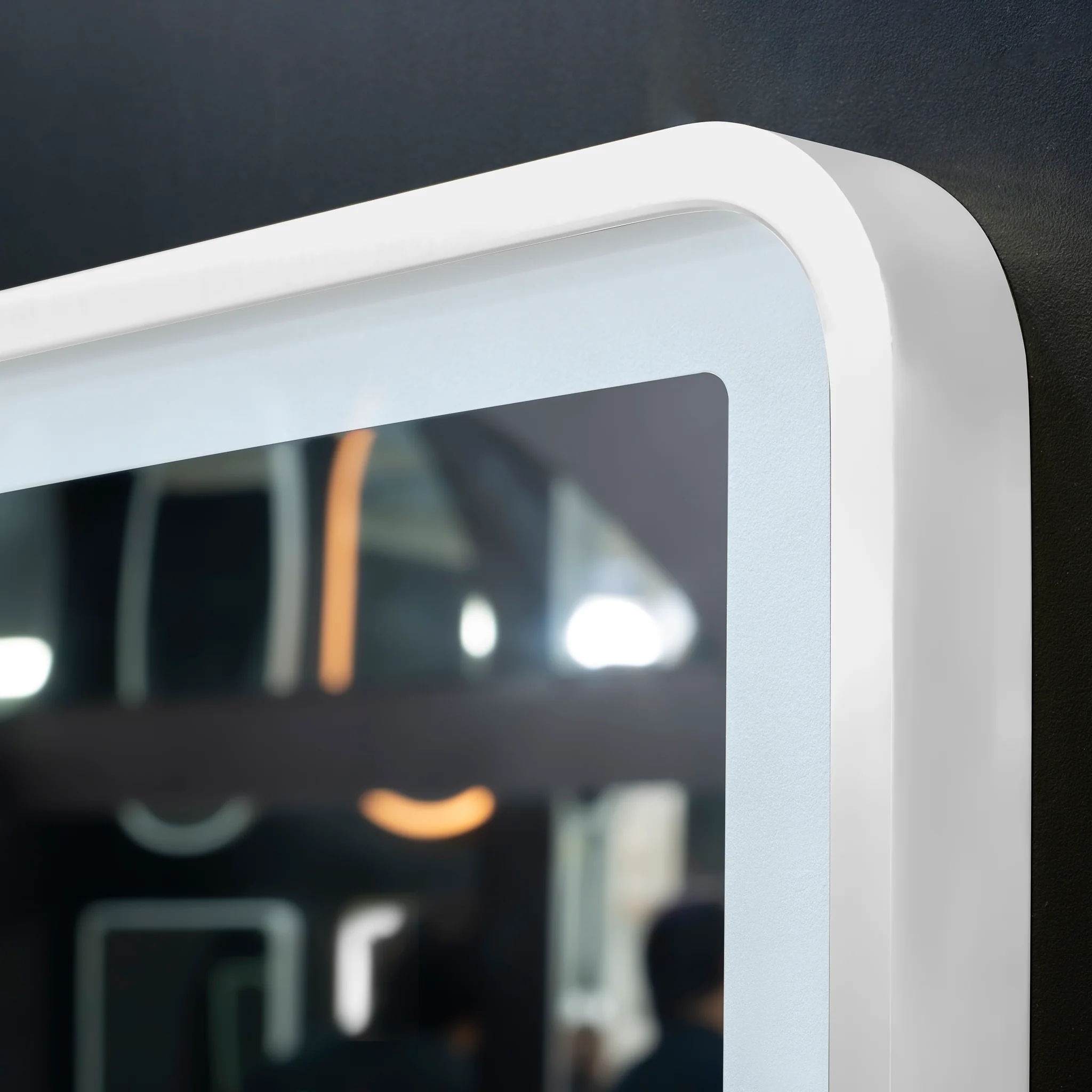 *Clearance* Retti Rectangular 750mm x 900mm Frontlit LED Framed Mirror with Demister, Matte White Frame - Image 3
